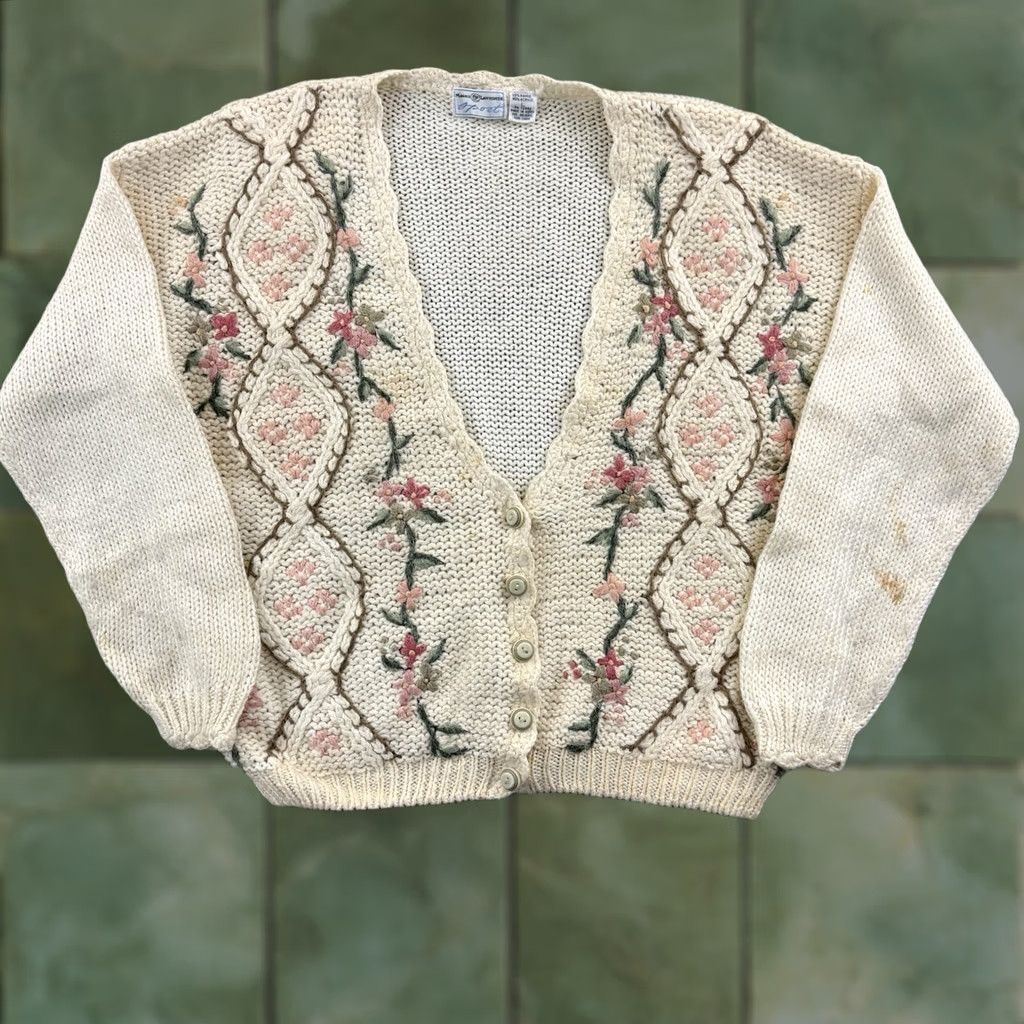 Vintage VINTAGE Maggie Lawrence Cardigan Womens Large Knit Sweater 90s Retro Preppy Size L / US 10 / IT 46 - 1 Thumbnail