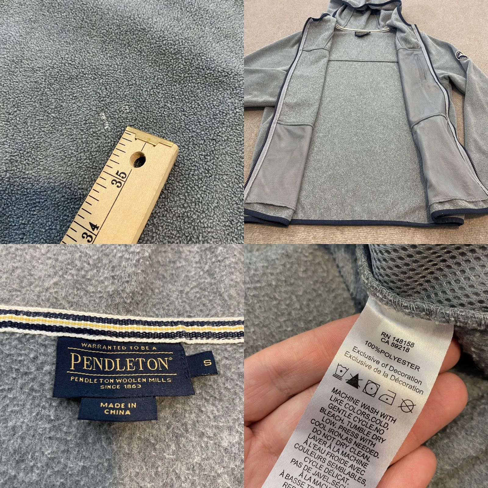 Pendleton Pendleton Hoodie Mens Small Full Zip Sweatshirt Jacket Gray Southwestern Shirt Size US S / EU 44-46 / 1 - 8 Thumbnail