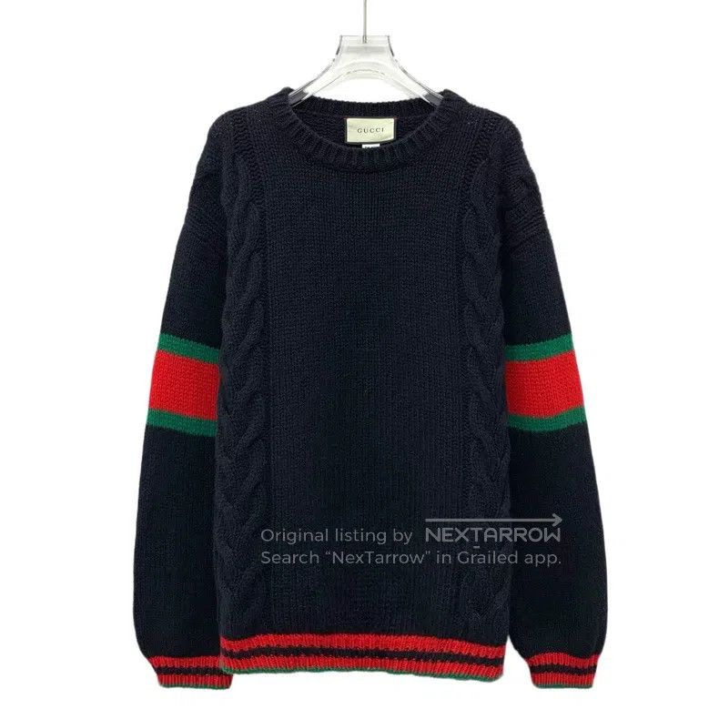 Gucci Gucci Black two-arm striped twisted wool round-neck long-s Size US M / EU 48-50 / 2 - 1 Thumbnail