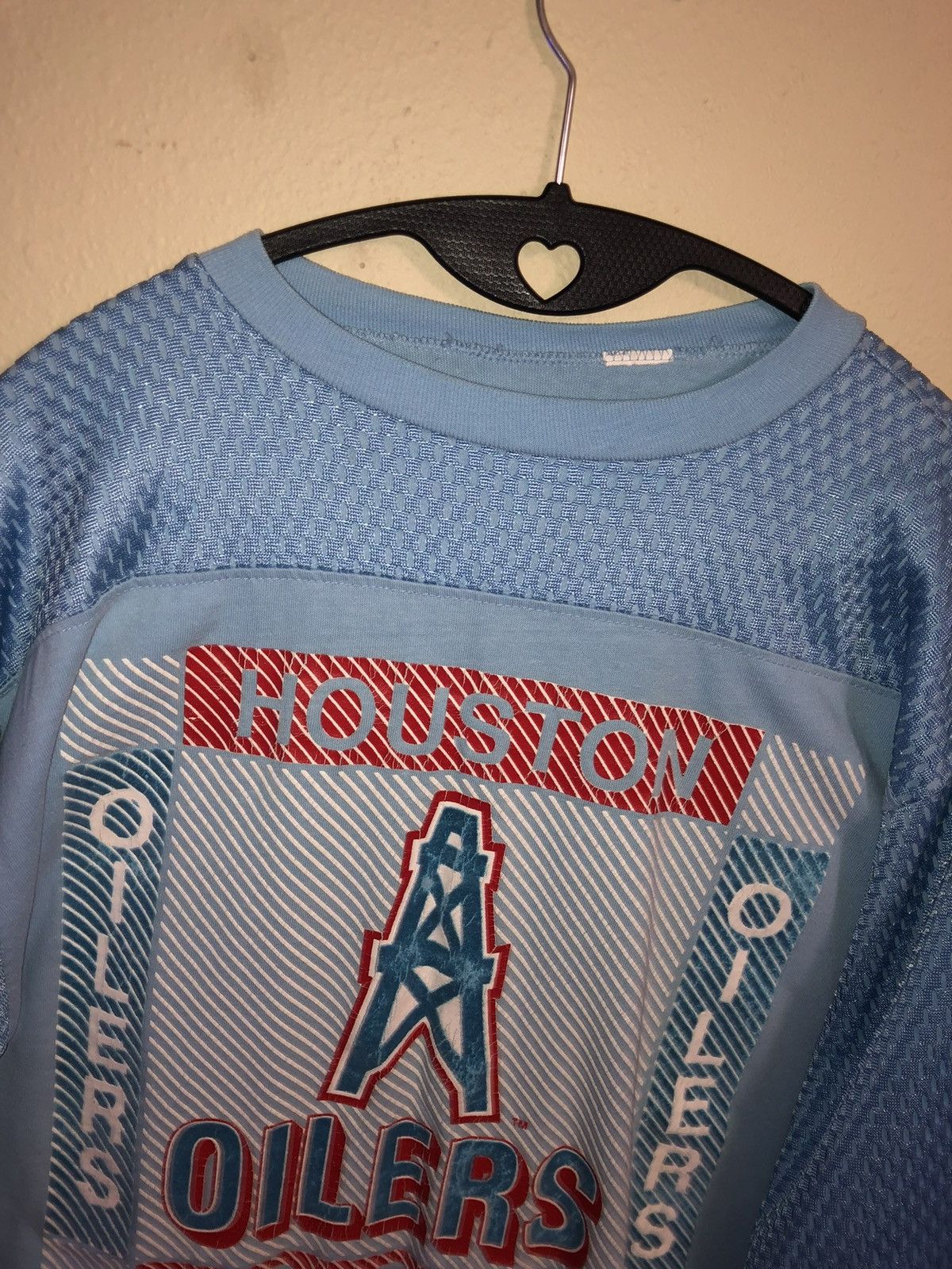 NFL Rare Vintage 1990s Houston Oilers mesh velvet jersey texas Size US L / EU 52-54 / 3 - 8 Thumbnail