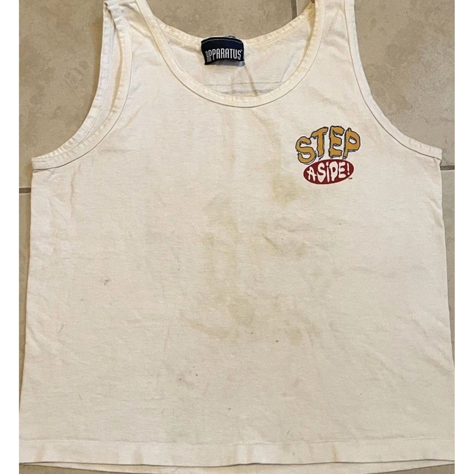 Vintage VINTAGE 90s Step Aside Bottle Cap Faded Distressed Tank Top XS Surf Skate Grunge Funny Shirt Mens White Zap Size US XS / EU 42 / 0 - 2 Thumbnail