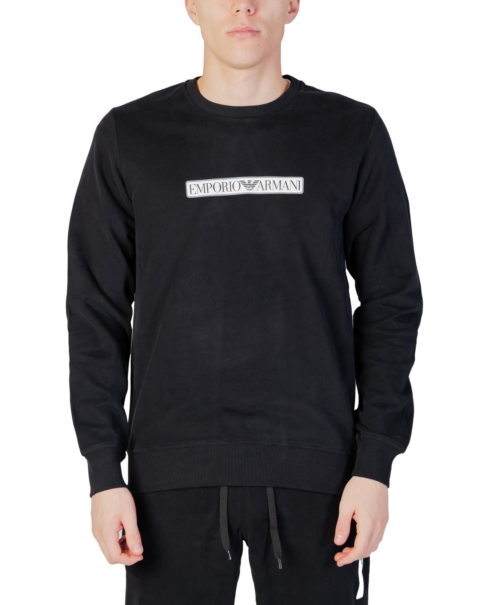 image of Emporio Armani Printed Long Sleeve Round Neck Sweatshirt in Black, Men's (Size XL)