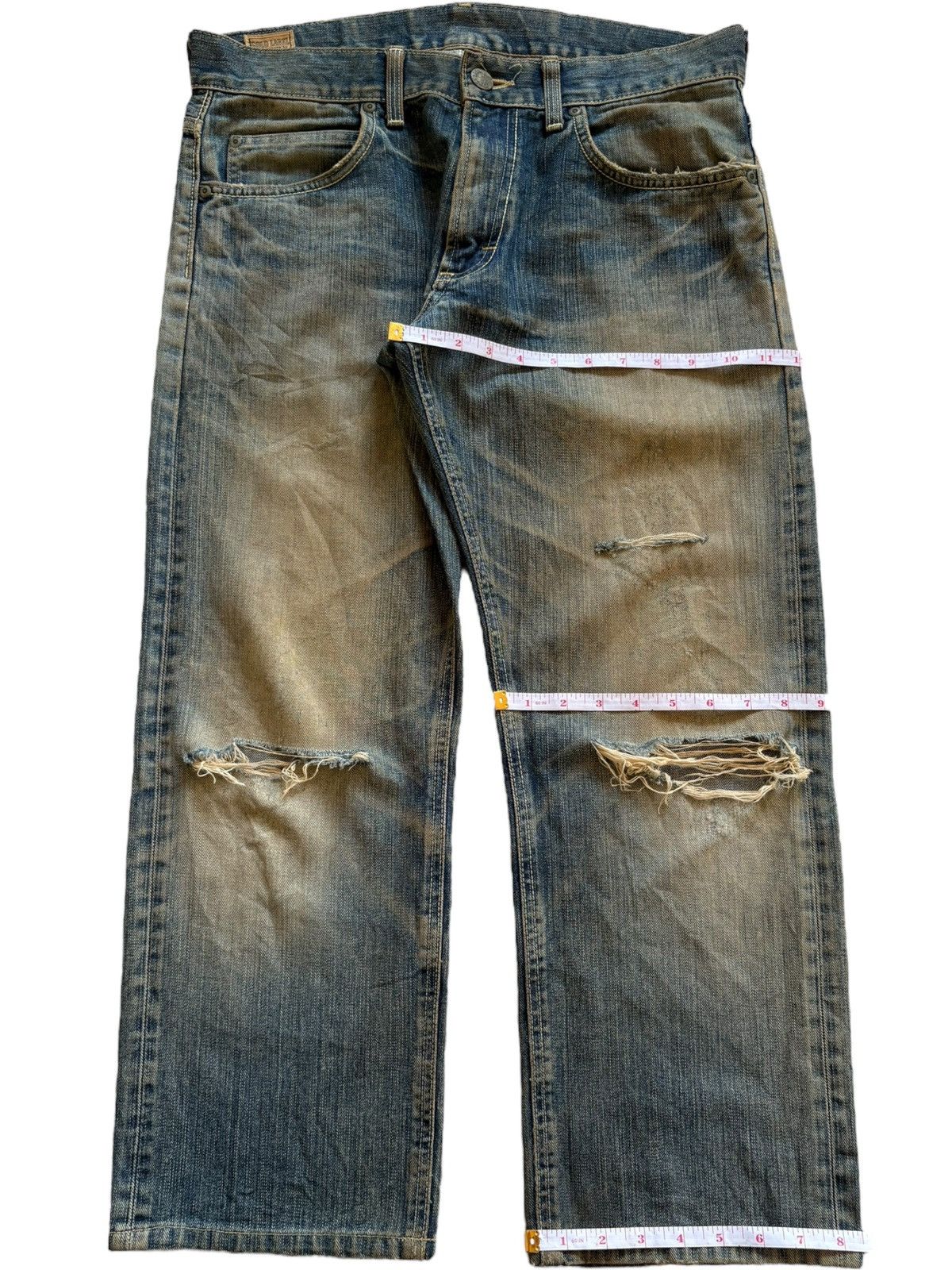 Lee Vintage Japanese Lee Riders Mud Wash Distress Baggy Jeans Size US 34 / EU 50 - 15 Thumbnail