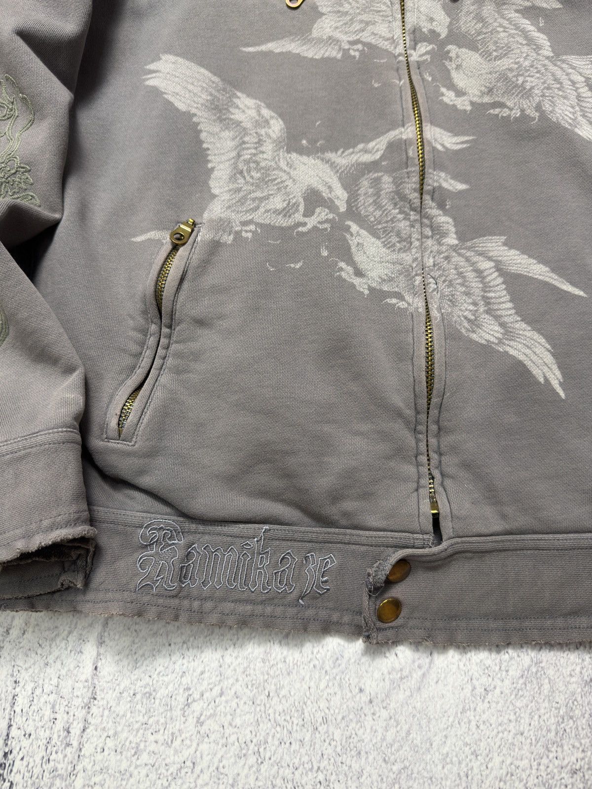 Ed Hardy Ed Hardy Distressed Cotton Motorcycle Jacket Size US L / EU 52-54 / 3 - 13 Thumbnail
