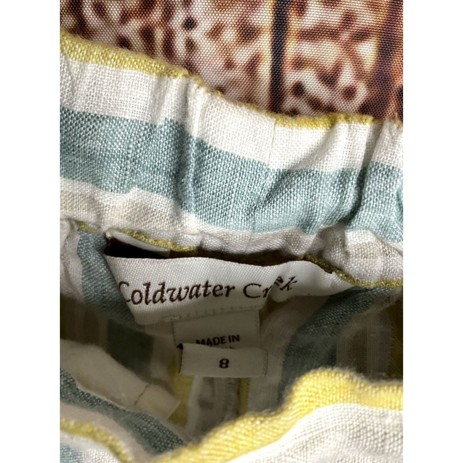 Coldwater Creek VINTAGE Coldwater Creek Linen Pants 8 Striped Cropped Neutral Boho Beach Vacation Women Size 30" / US 8 / IT 44 - 2 Thumbnail