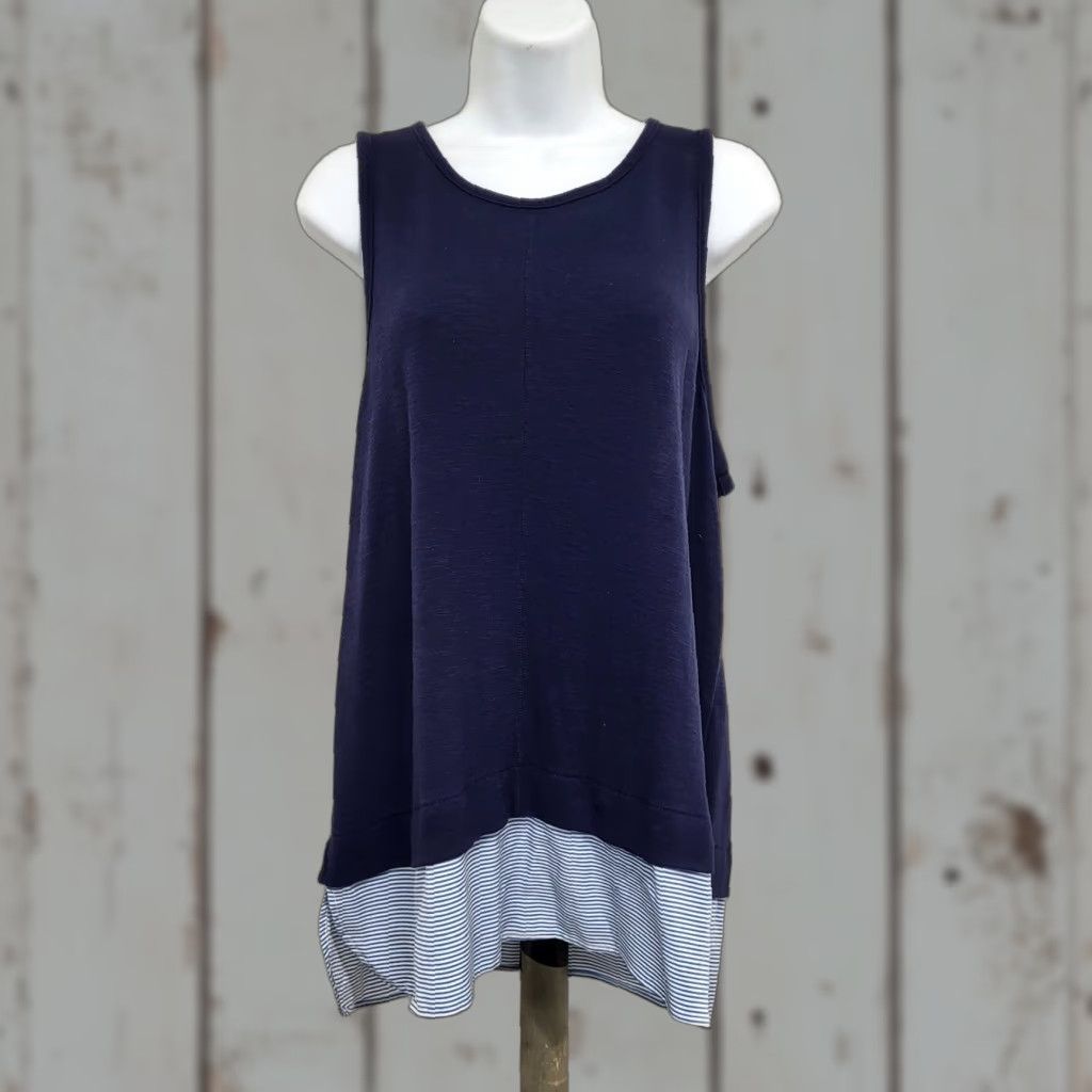 J.Crew **J.CREW Women's Blue Striped Tank Top Large Keyhole Back Sleeveless** User: J.CREW Women's Blue Striped Tank Top Large Keyhole Back Sleeveless Size L / US 10 / IT 46 - 1 Thumbnail
