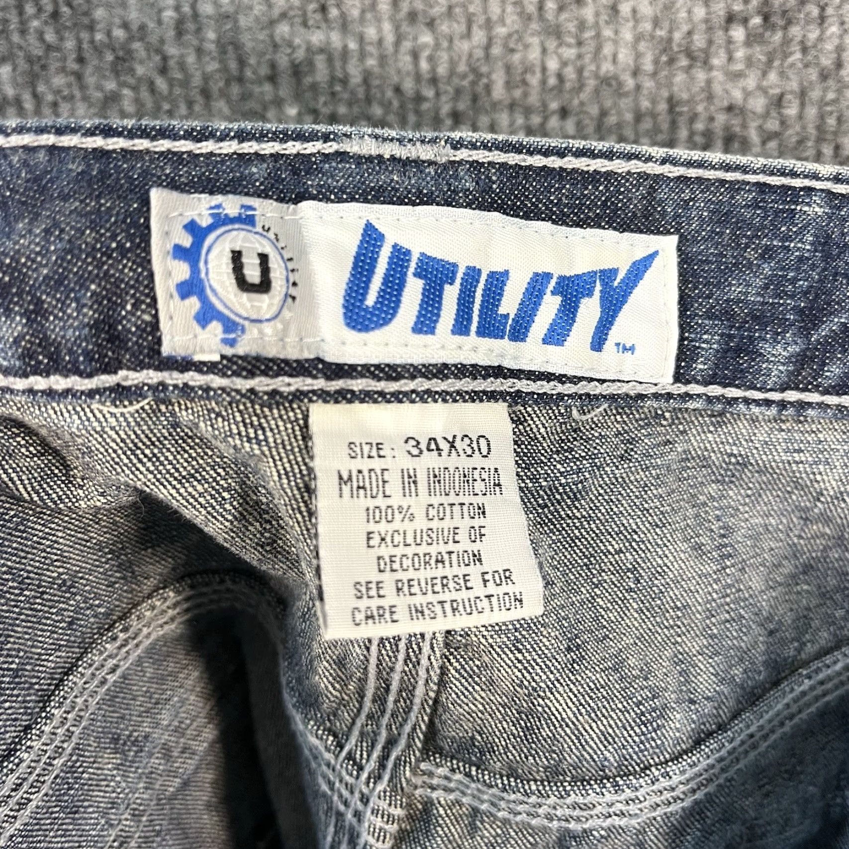 Vintage VINTAGE Utility Jeans Wide-Leg Baggy 34x30 Mens Denim Blue 5-Pocket Grunge Streetwear Size US 34 / EU 50 - 8 Thumbnail