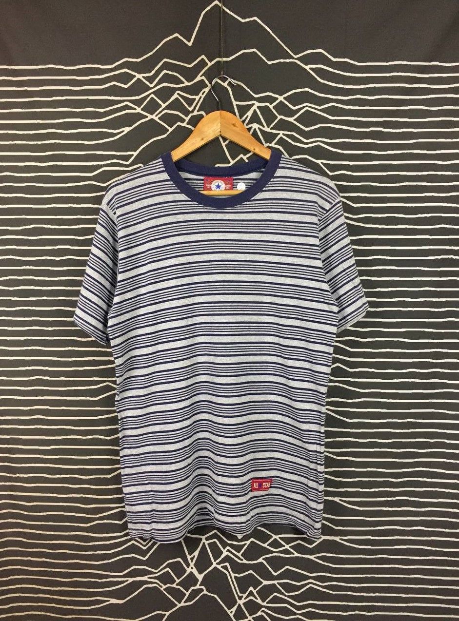 Converse Vtg 90s Converse All Star Made In Usa Stripe Tee Size US M / EU 48-50 / 2 - 2 Thumbnail