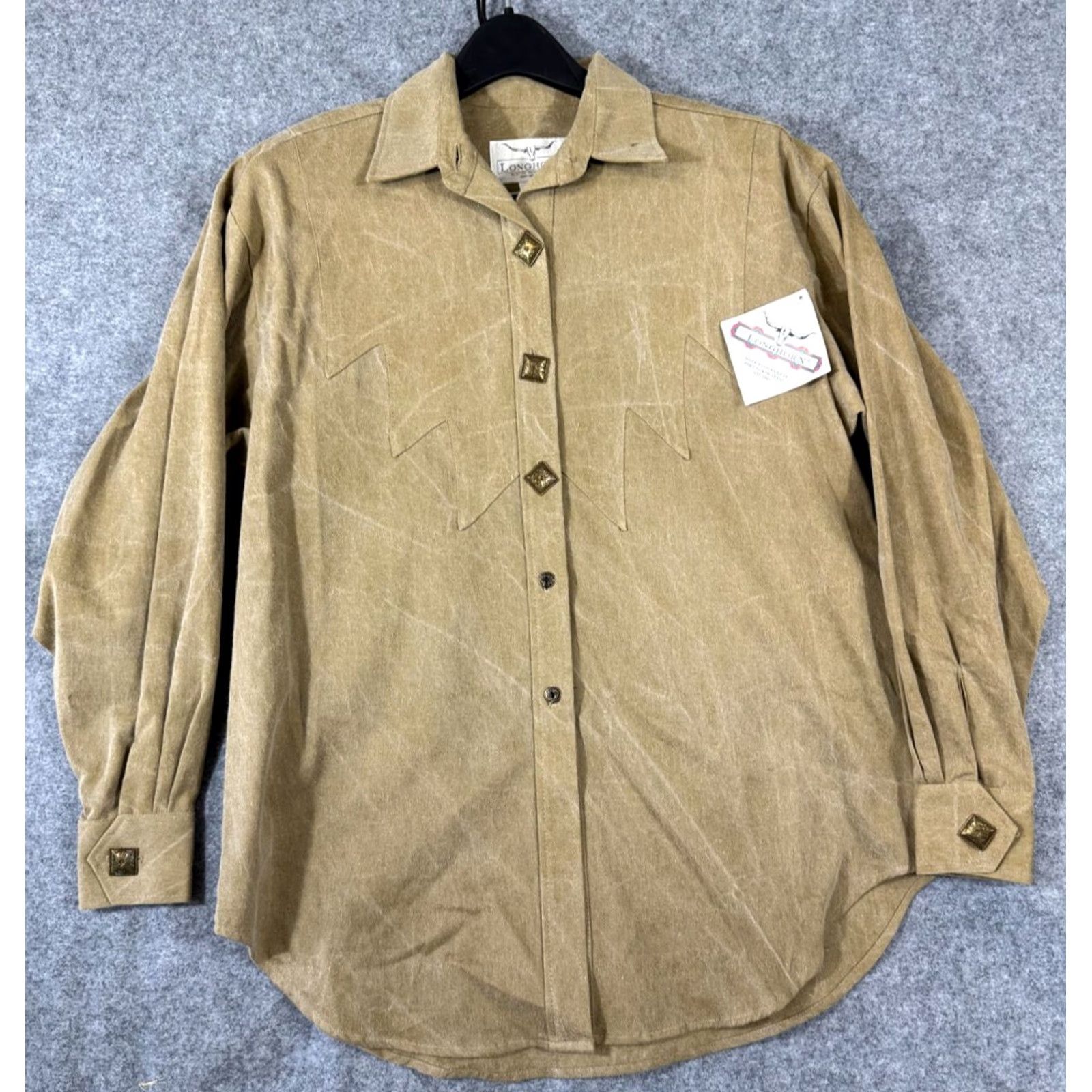 Vintage VINTAGE Longhorn Niver Western Wear Shirt Womens Small Beige Metal Buttons Long Sleeve Cowgirl Size S / US 4 / IT 40 - 3 Thumbnail