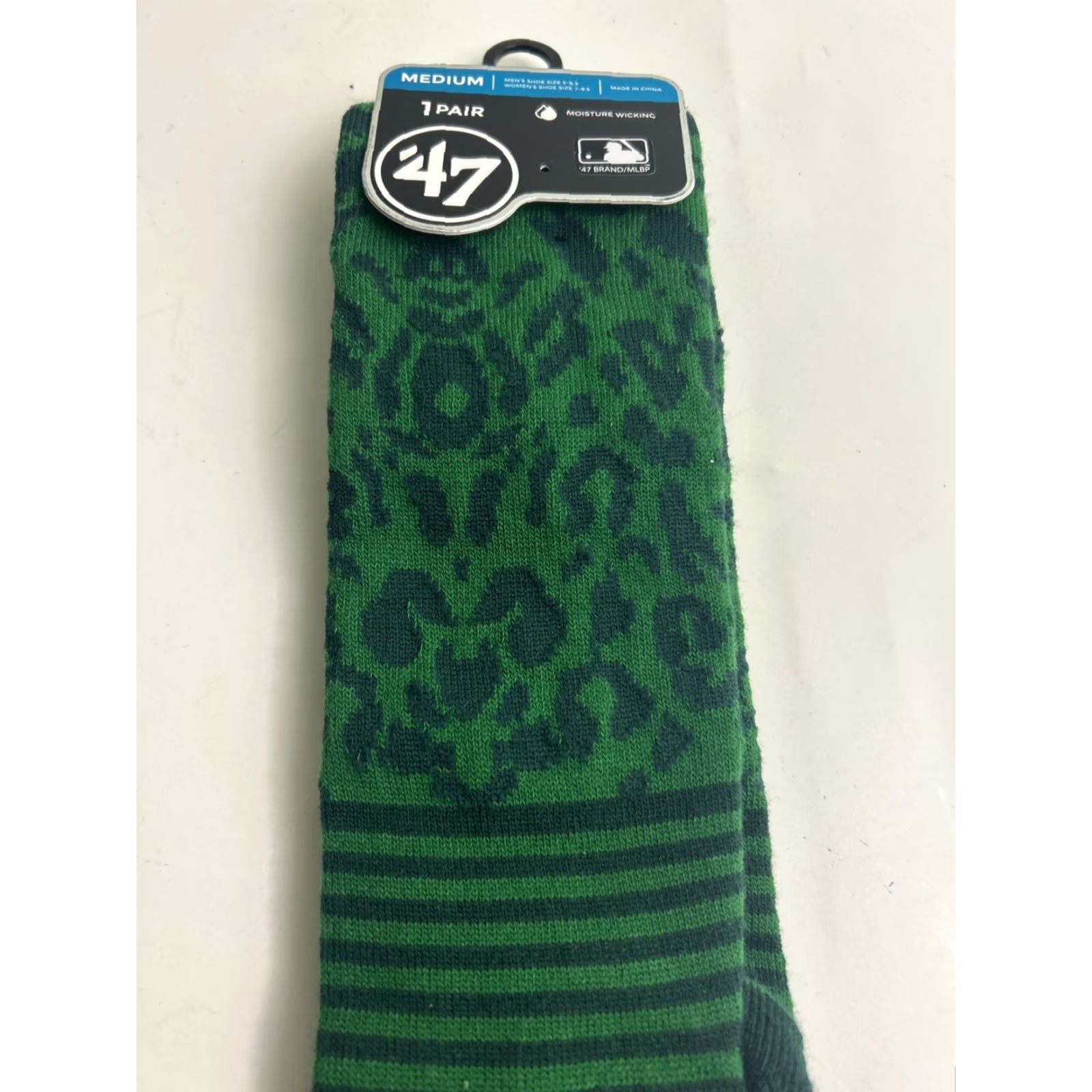 47 ’47 Womens Medium Green Striped Cheetah Athletics A’s MLB Tall Socks Size ONE SIZE - 3 Thumbnail