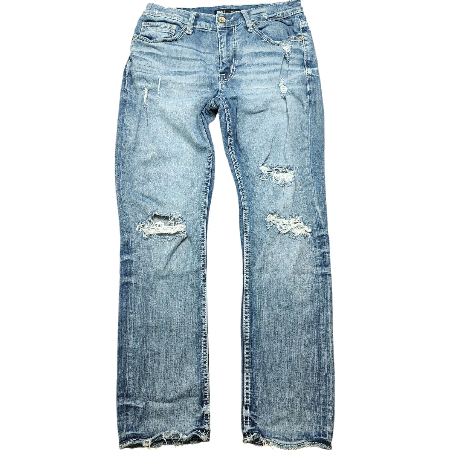 BKE BKE Alec Jeans Mens 31x29 Distressed Blue Denim Zip Low Rise 5-Pocket Cotton Spandex Size US 31 - 2 Thumbnail