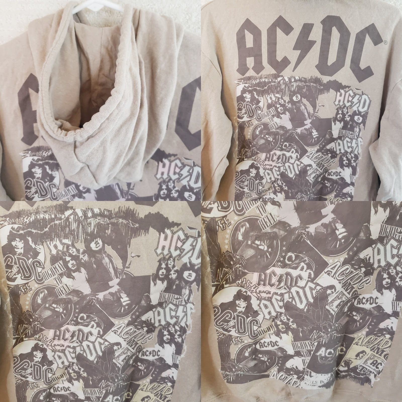 Vintage AC/DC Hoodie Sweatshirt Unisex M Beige Band Member Scene Back, Pockets Graphic Print Hoodie, AC/DC, Beige, M, Unisex Adults Size US M / EU 48-50 / 2 - 9 Thumbnail