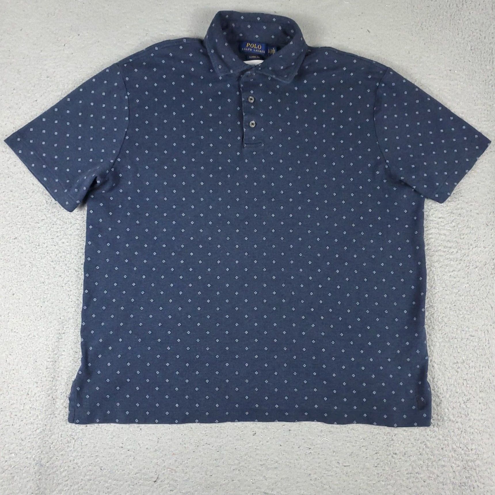 Ralph Lauren Ralph Lauren Polo Shirt Mens L Blue Geometric Pony Casual Short Sleeve Shirt Adult Large Blue Polo Mens Size US L / EU 52-54 / 3 - 2 Thumbnail