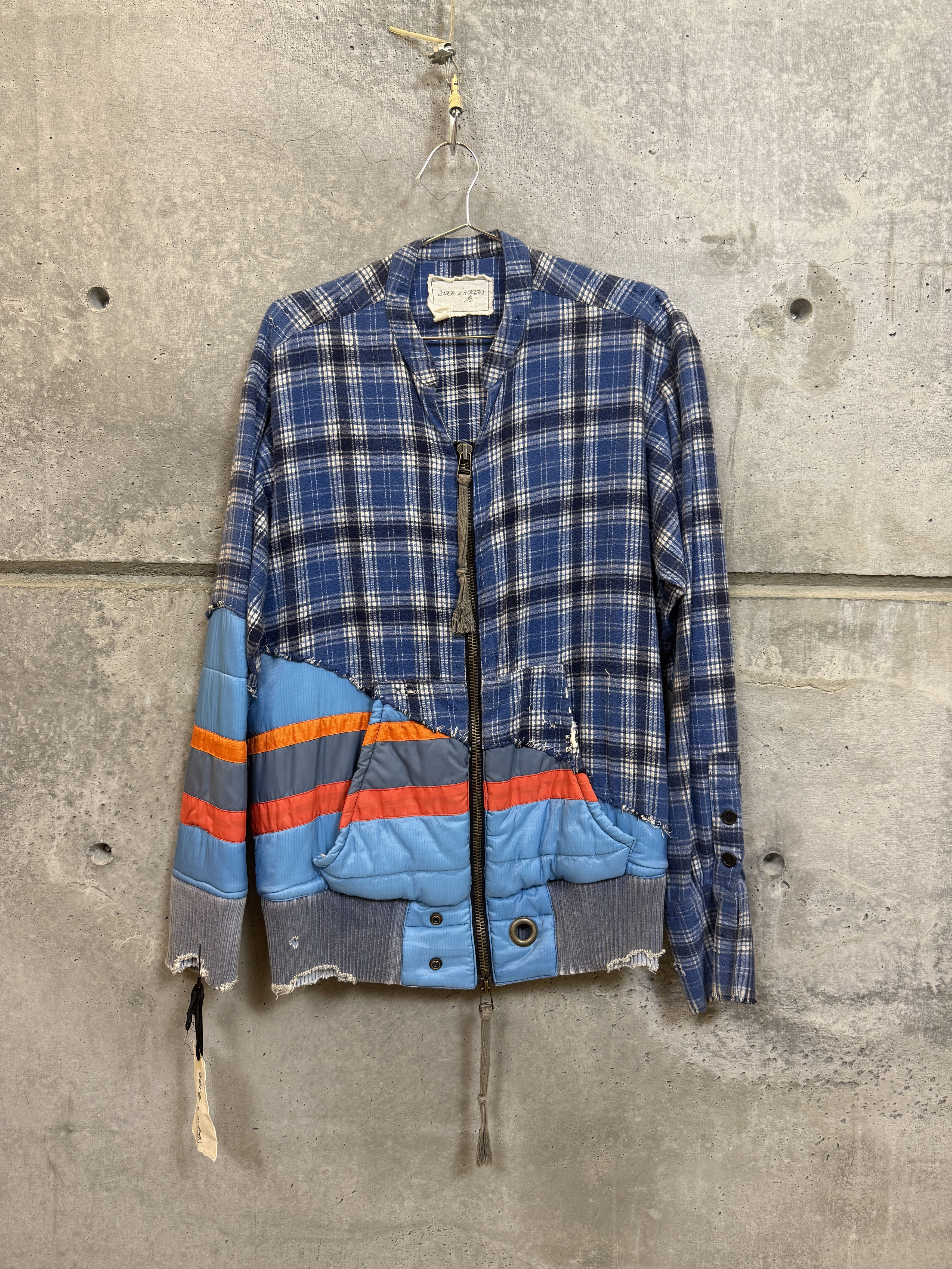 Greg Lauren $2k Greg Lauren Blue Plaid / Blue Nylon Zip Jacket Size US L / EU 52-54 / 3 - 1 Thumbnail
