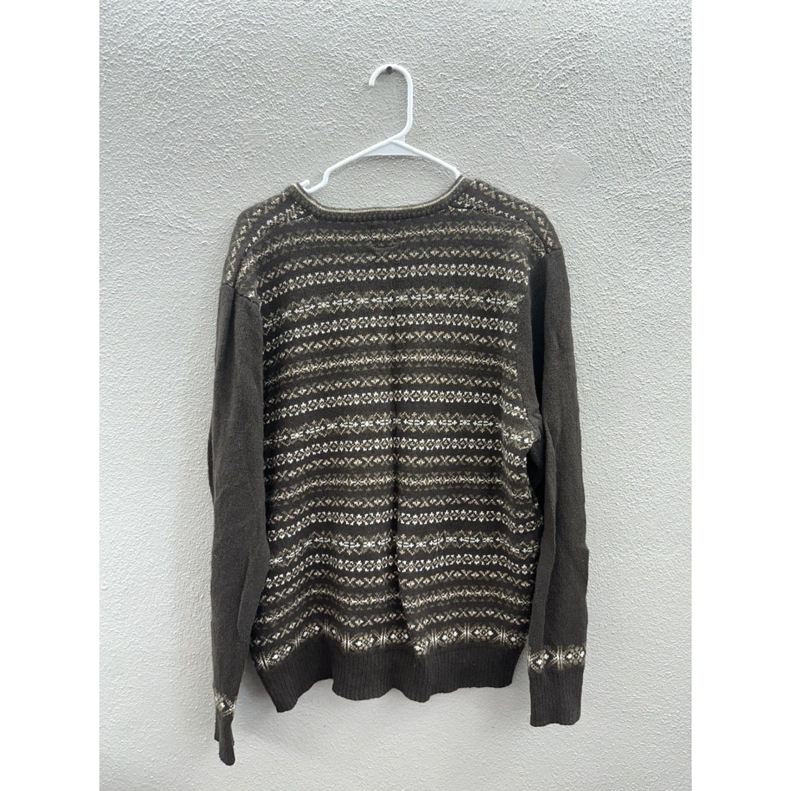 Old Navy VINTAGE Old Navy Mens Sweater Brown Fair Isle Long Sleeve V-Neck 2XL Wool Knit Pullover Regular Mens Holiday, Vintage, 90s, Outdoor Size US XXL / EU 58 / 5 - 6 Thumbnail