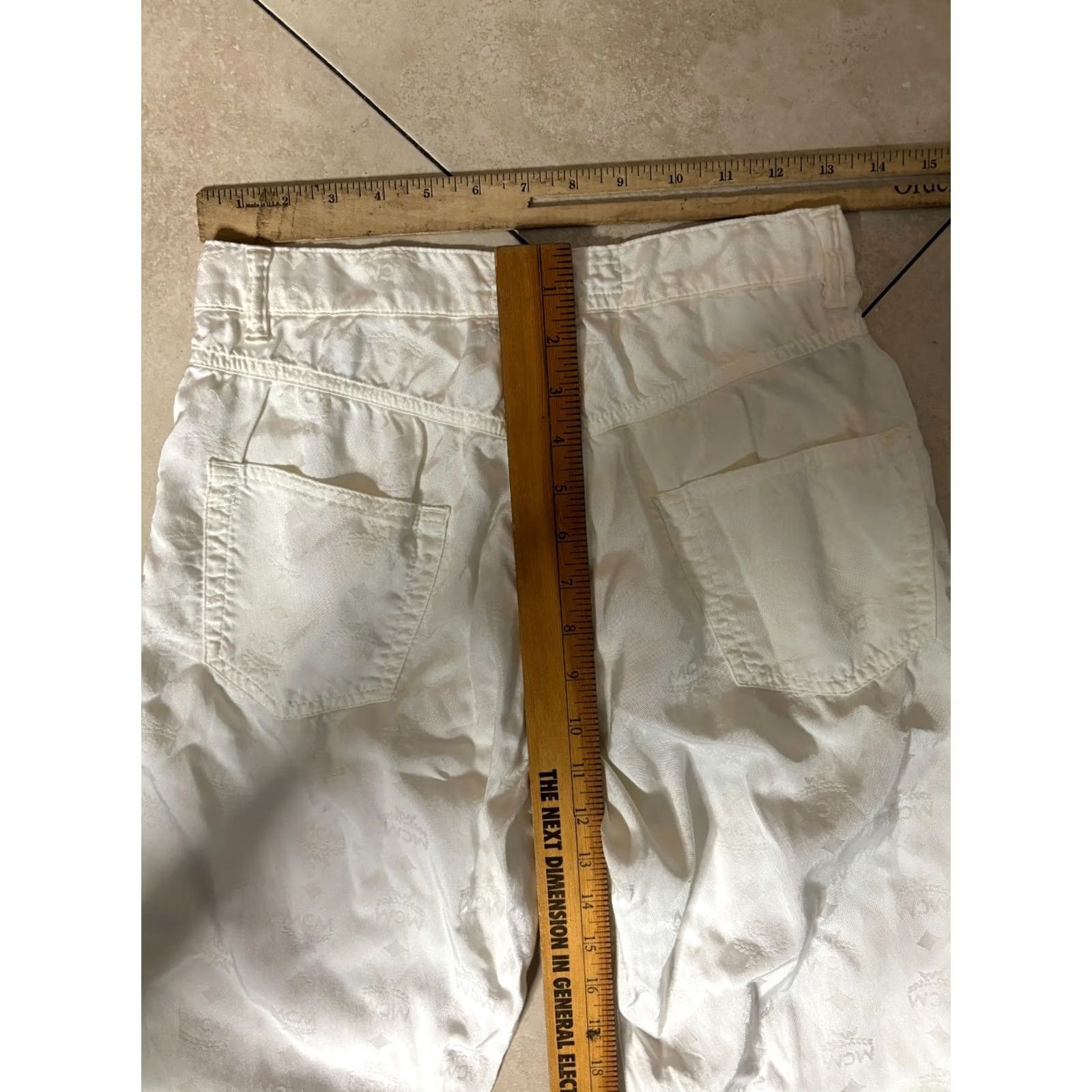MCM MCM Monogram All-Over Pattern Casual Cotton Blend Pants Women's M 26in White 80s 90s Style Relaxed Straight Baggy? Size 32" / US 10 / IT 46 - 7 Thumbnail