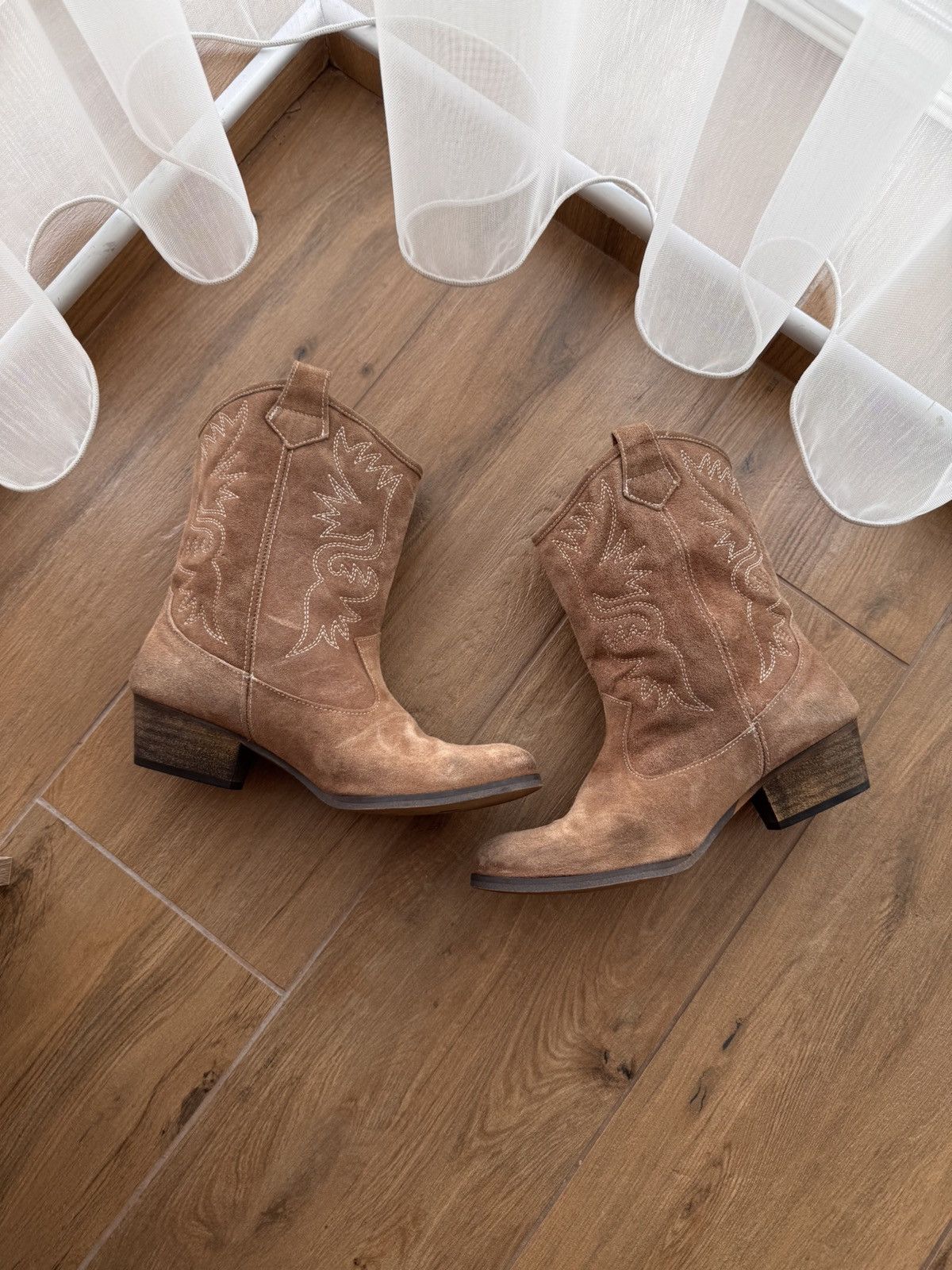 Cowboy Equipment × Vintage Vintage Mohino Faux Leather Suede Embroidered W’Cowboy Boots Size US 8 / IT 38 - 4 Thumbnail