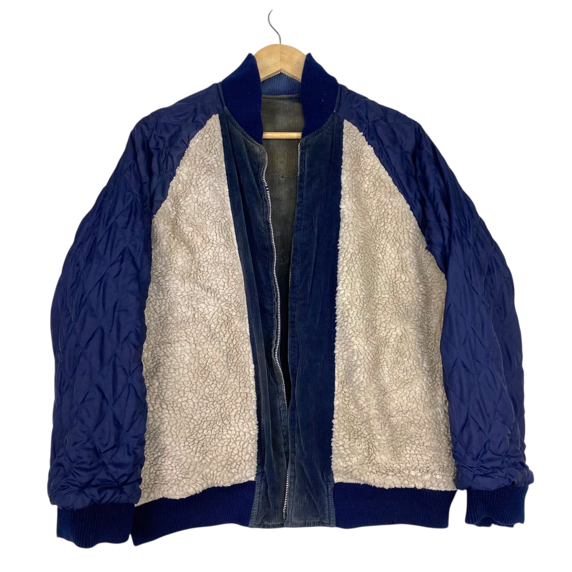 Sugar Cane 💥70s DISTRESSED CORDUROY BOMBER NAVY JACKET Size US M / EU 48-50 / 2 - 10 Thumbnail