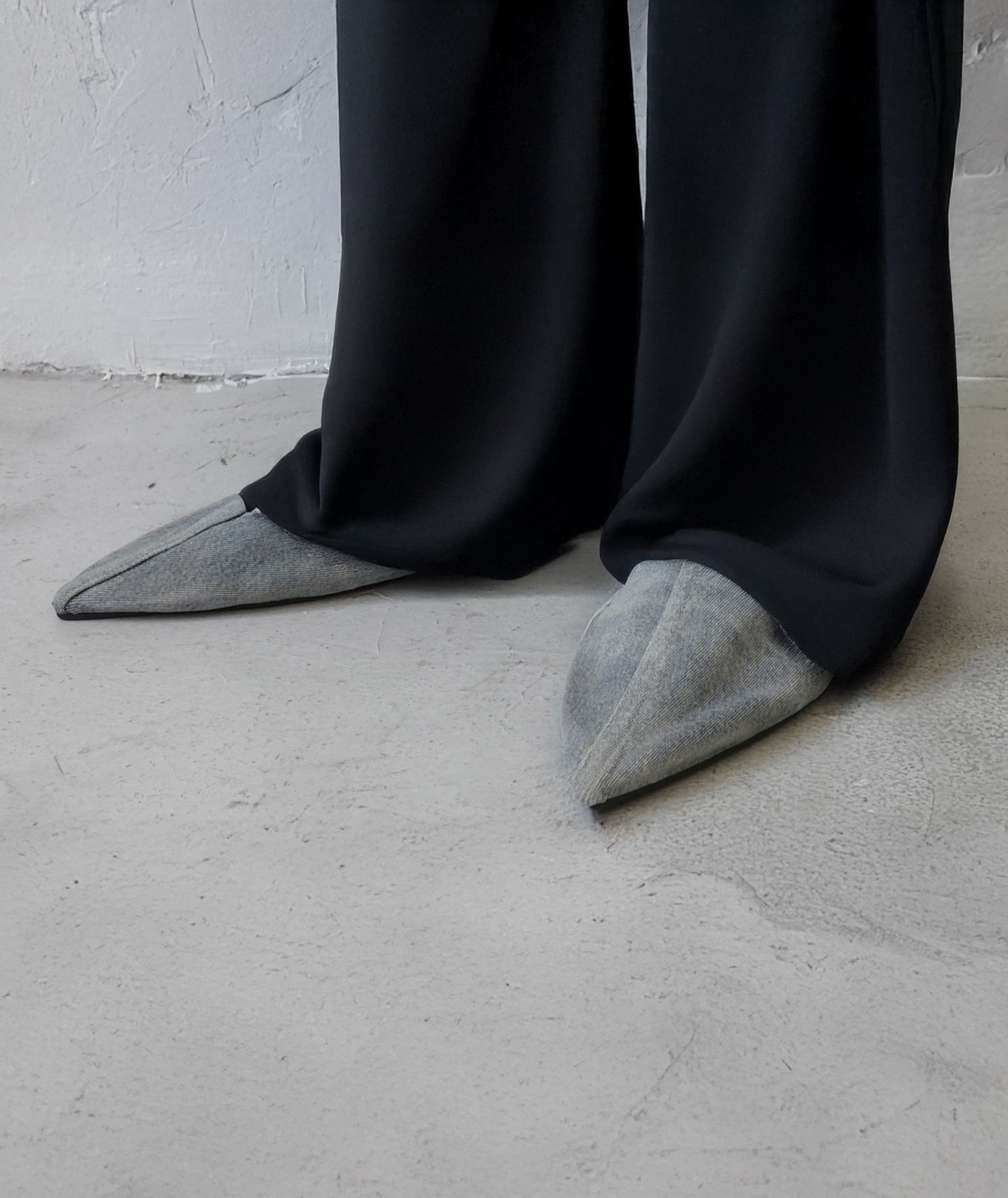 Calfskin Denim Babouche Mules