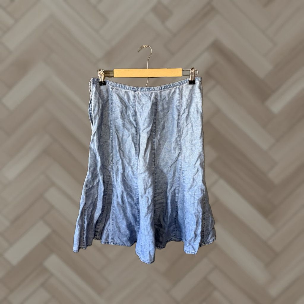 Liz Claiborne Liz Claiborne Skirt Women Blue Denim Linen Long Maxi Size 8 Size 30" / US 8 / IT 44 - 1 Thumbnail