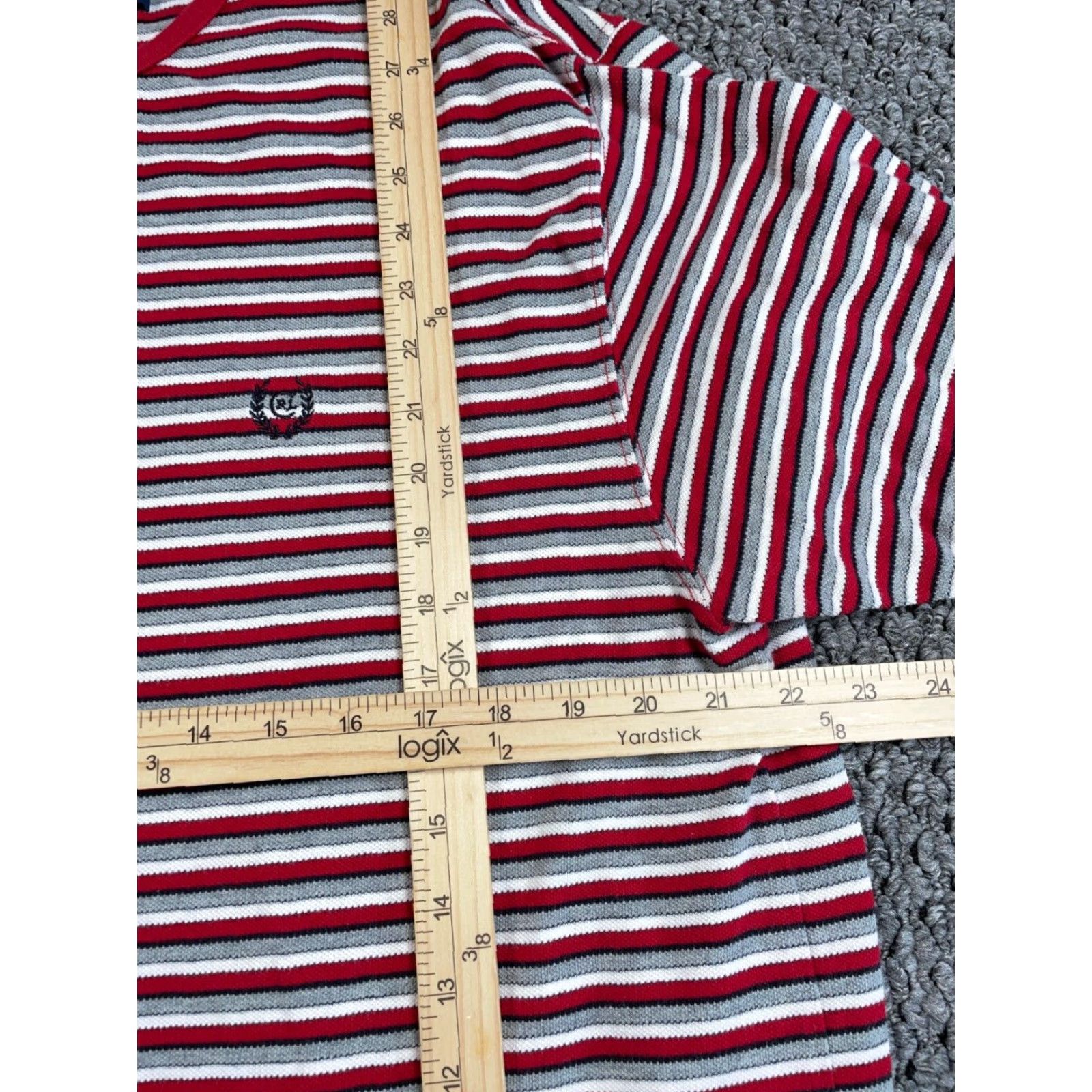 Ralph Lauren VINTAGE Chaps Ralph Lauren Striped T-Shirt Mens XL Red Gray Pique Cotton Preppy Embroidered Size US XL / EU 56 / 4 - 6 Thumbnail