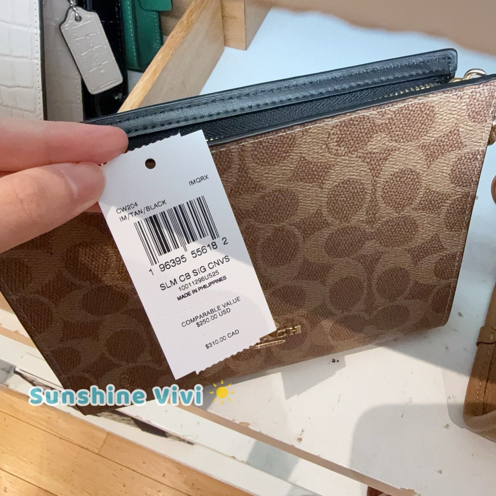 Coach NWT Coach Slim Croosbody Bag Canvas Tan/Black/Gold CW204 Size ONE SIZE - 5 Thumbnail