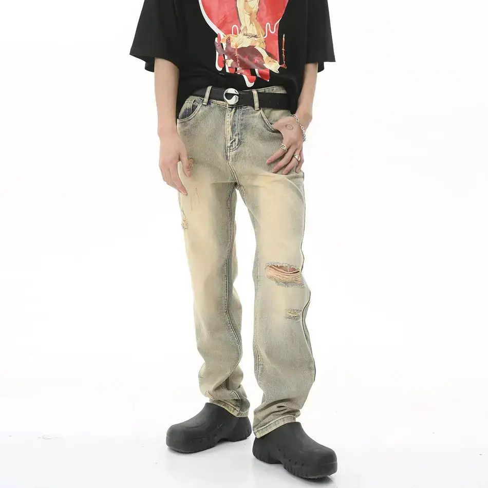 Japanese Brand Retro casual straight leg ripped jeans Size US 32 / EU 48 - 1 Thumbnail