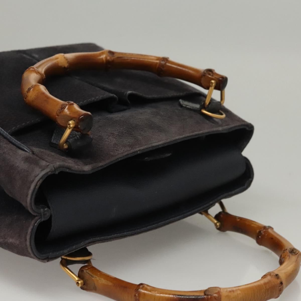 Gucci GUCCI Bamboo Hand Bag Suede Navy Gold 000 123 000 123 Size ONE SIZE - 6 Thumbnail
