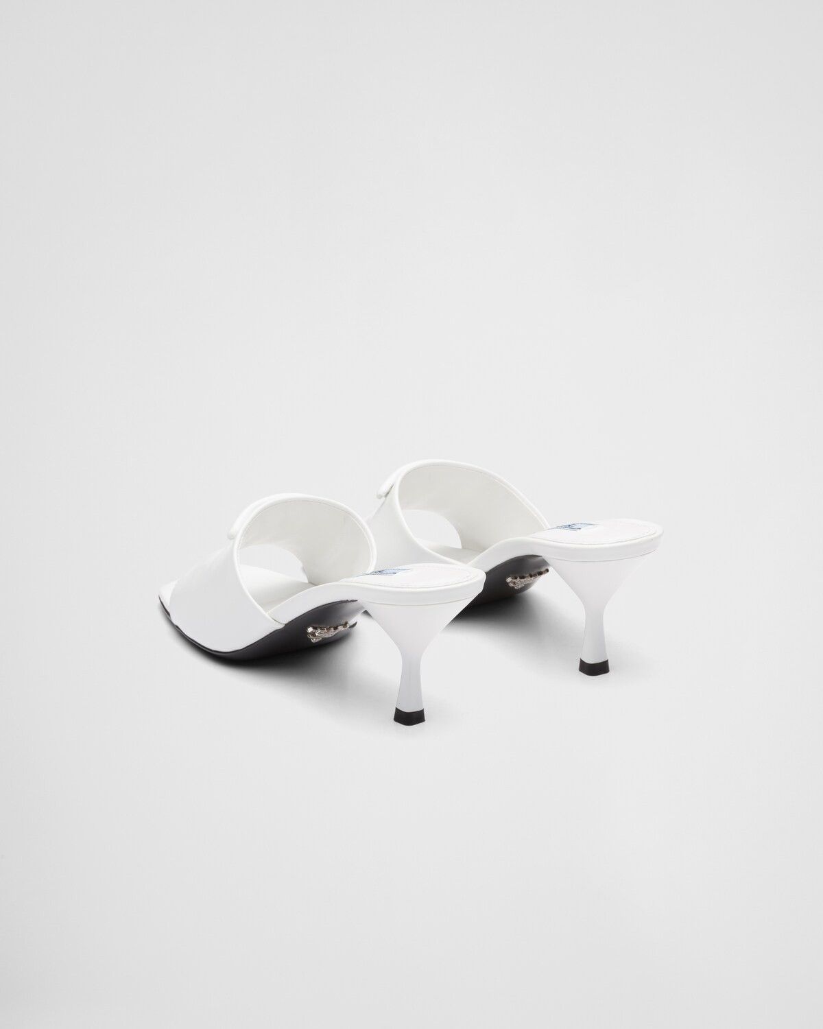 Prada oc11z0625 Brushed Leather Heeled Slides Sandals in White Size US 9 / IT 39 - 5 Thumbnail