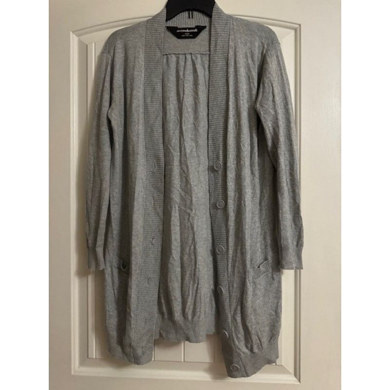 Norma Kamali Norma Kamali Grey Plunge Cardigan Sweater XS Size XS / US 0-2 / IT 36-38 - 2 Thumbnail