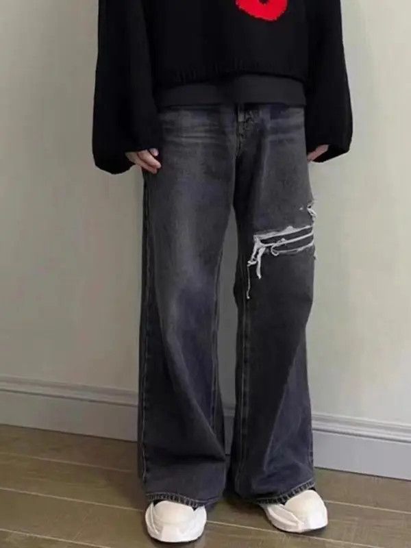 Vintage Fukatsu x Jingu Distressed Baggy Wide Leg Denim Jeans Size US 33 - 3 Thumbnail