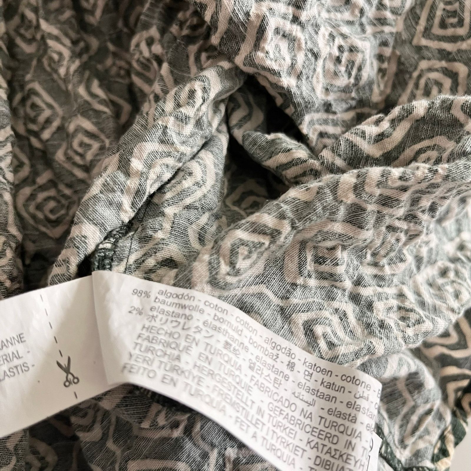 Zara Zara Green Cream Geometric Print Tie Waist Midi Dress | Grailed