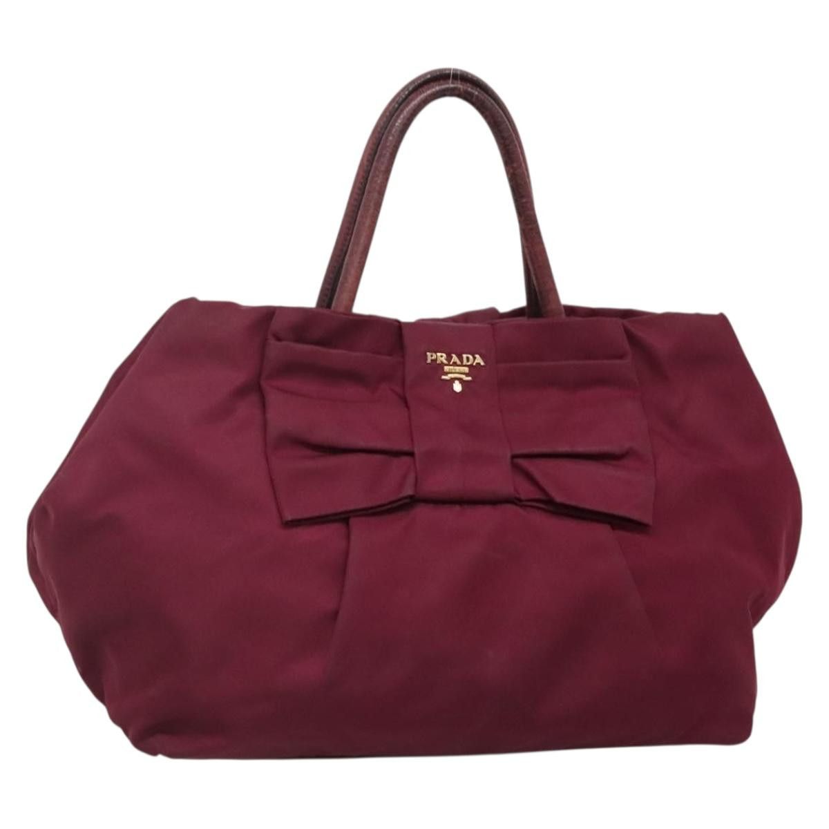 PRADA Hand Bag Nylon Purple Gold