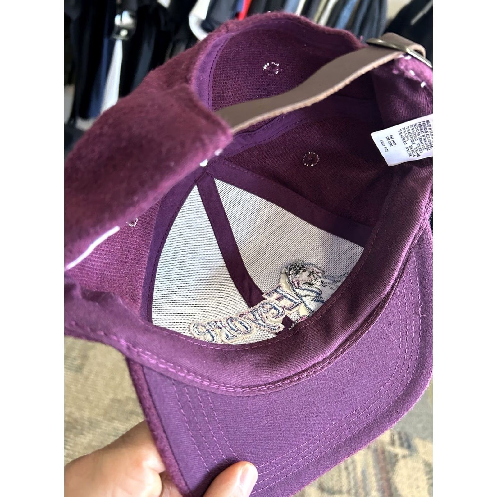 Disney VINTAGE Disney Eeyore Strapback Hat Cap Wool Felt Adult Adjustable Unisex 90s Disney Store Baseball Cap Purple Size ONE SIZE - 5 Thumbnail
