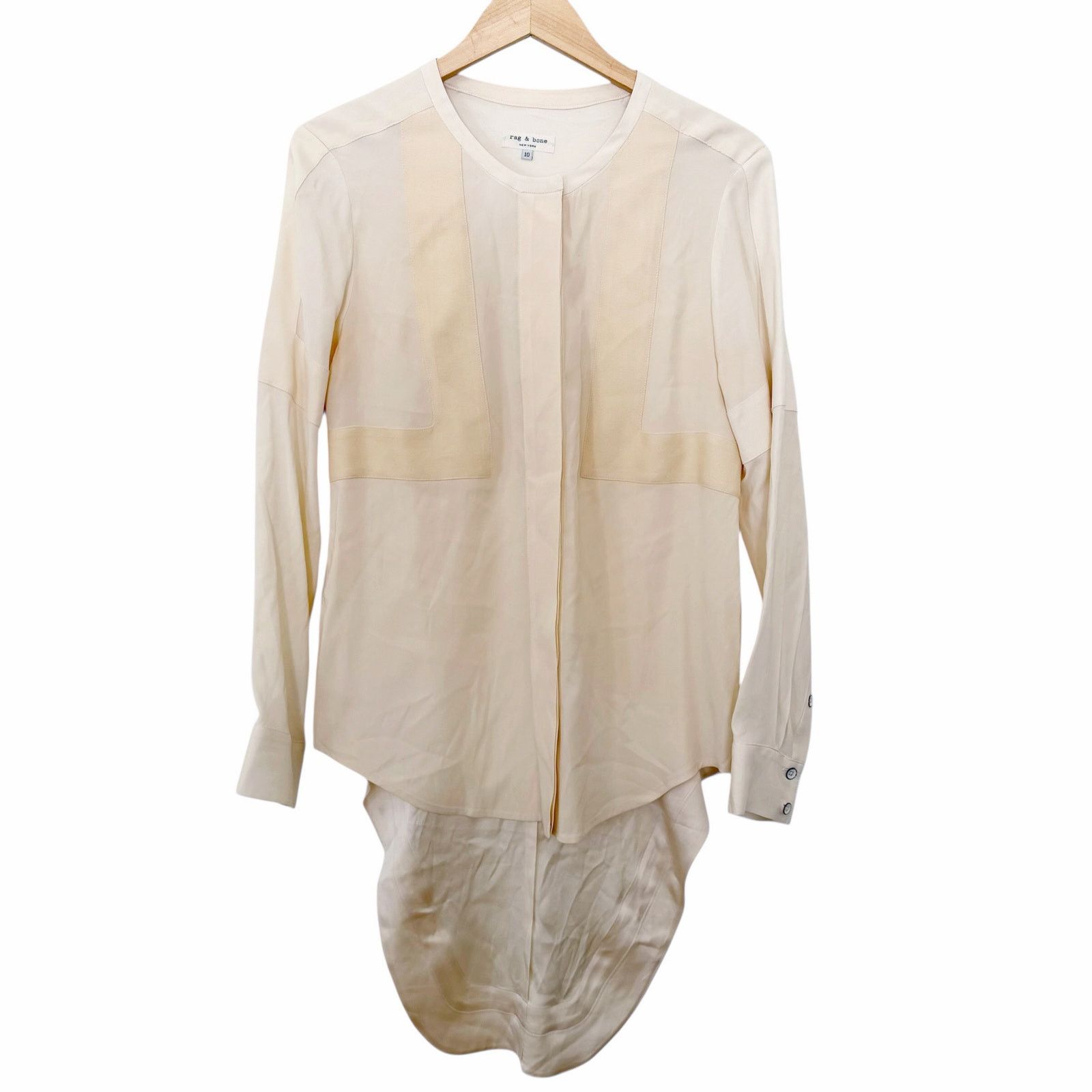 Rag & Bone Rag & Bone Ivory Silk Tuxedo Tail Blouse Sz 10 Size L / US 10 / IT 46 - 1 Thumbnail