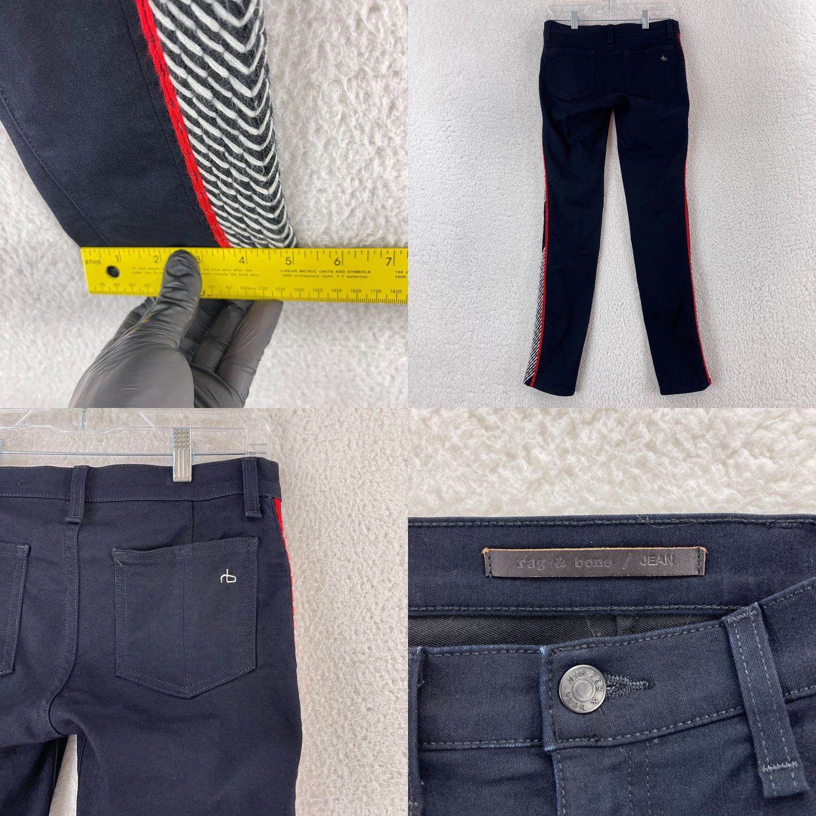 Rag & Bone rag & bone Raja Midnight Denim Embroidered Side Stretch Ankle Jeans Womens 27 Size 27" / US 4 / IT 40 - 9 Thumbnail