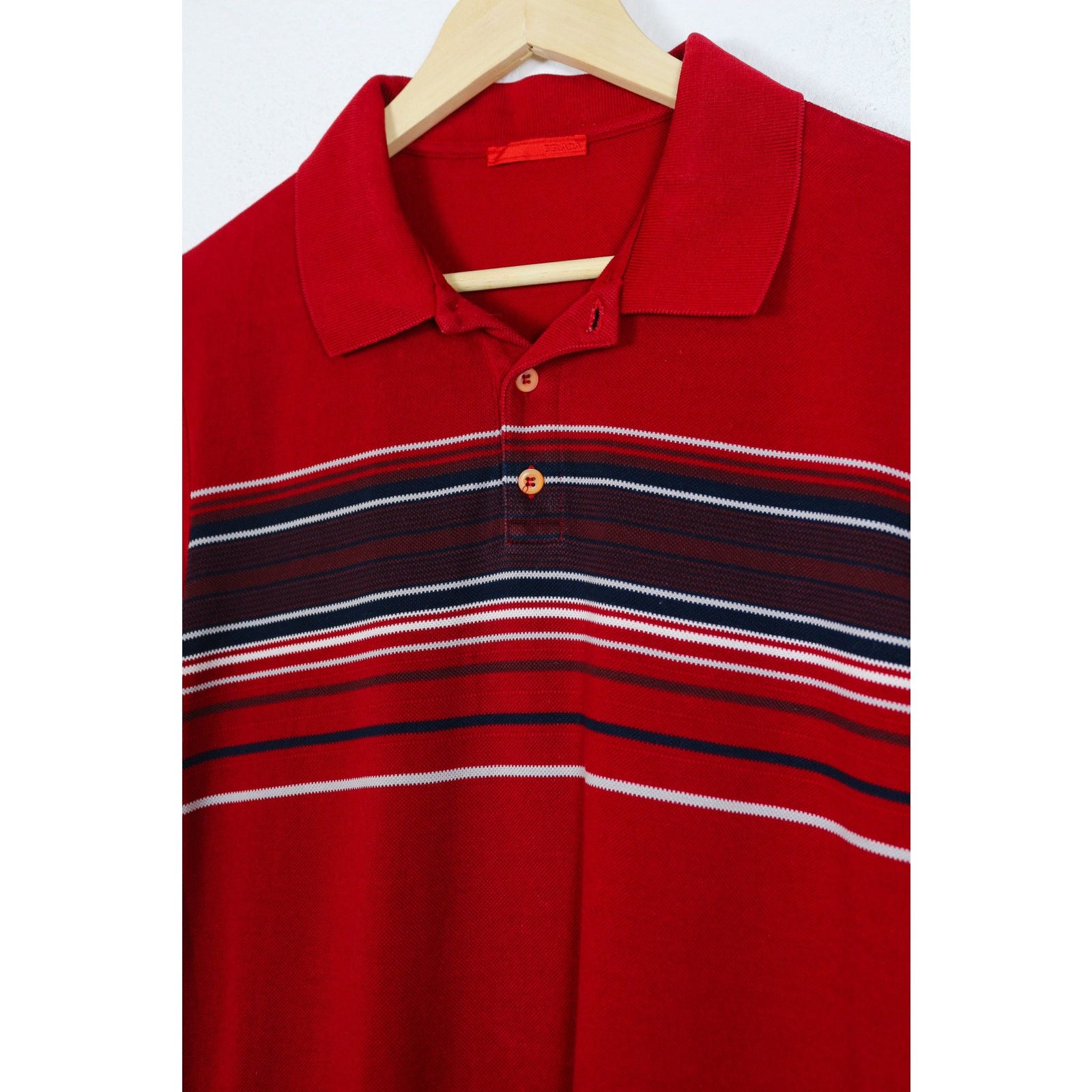 Prada Prada Rubbed Logo Tab Polo Shirt Rugby Red 90s Y2K Size US M / EU 48-50 / 2 - 4 Thumbnail