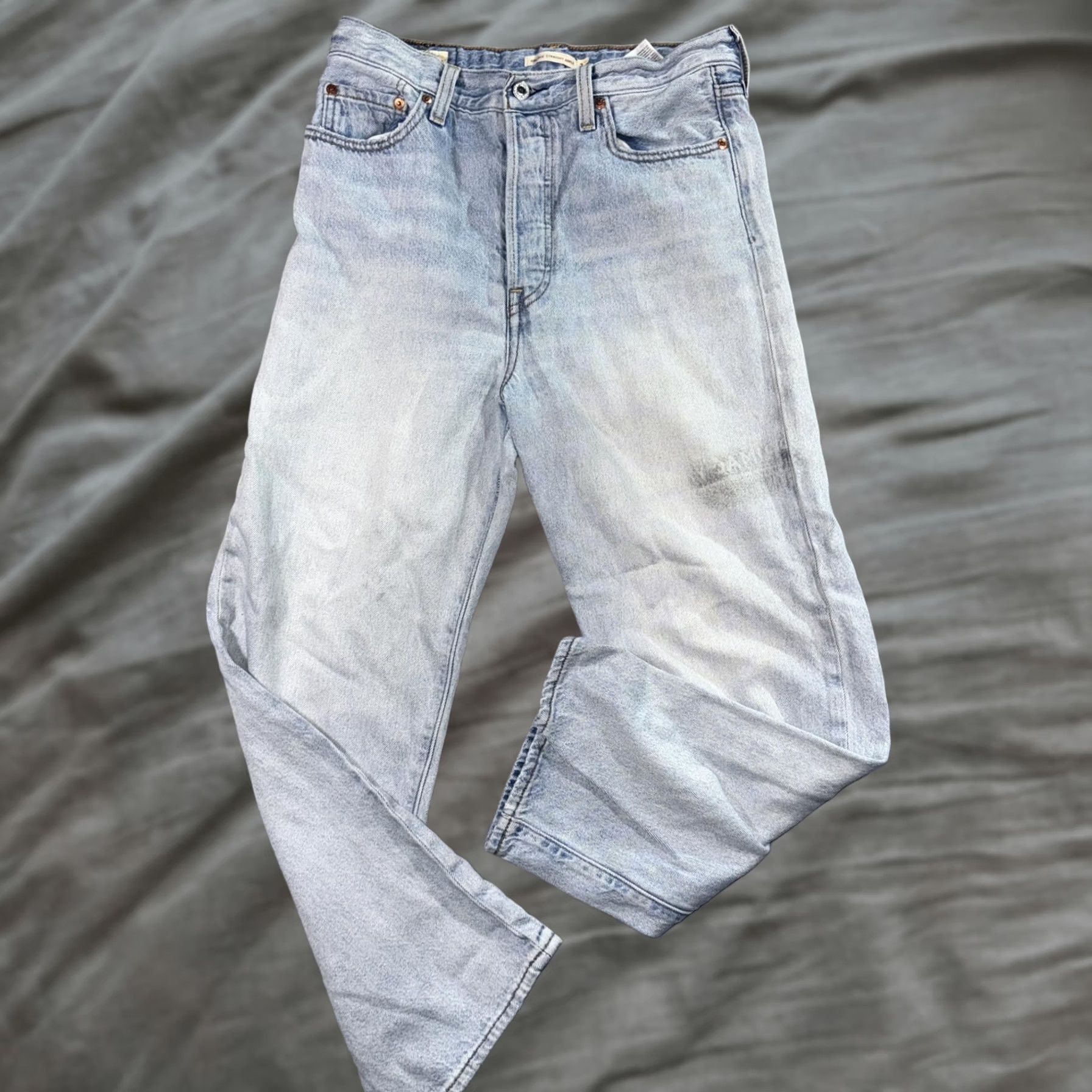 Levi's Levi's Ribcage Straight Jeans Women's 29 Light Blue High Rise Button Fly Size 29" - 1 Thumbnail