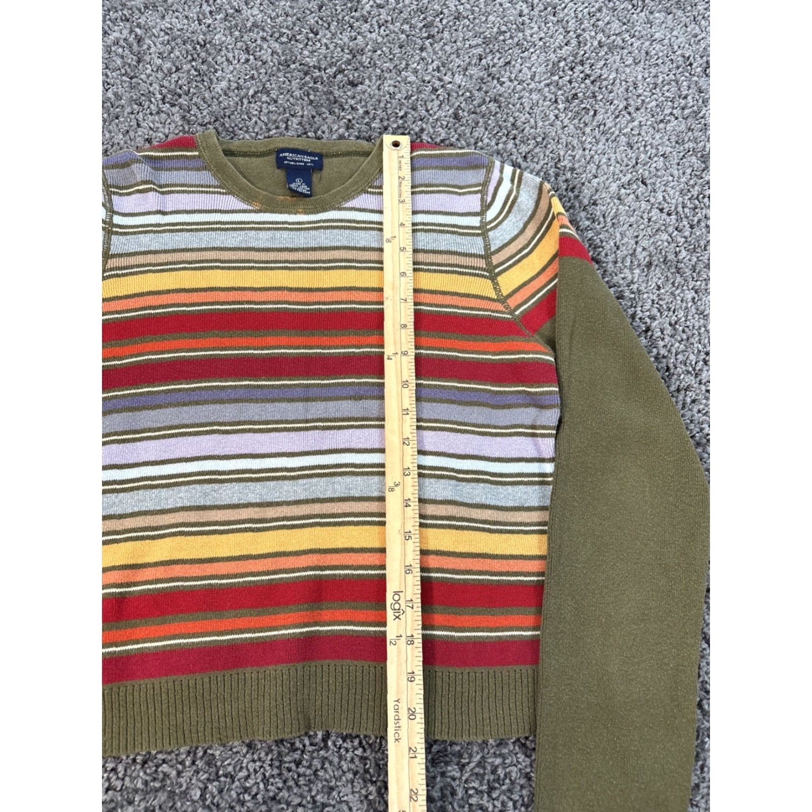 American Eagle Outfitters VINTAGE American Eagle Sweater Womens Large Pullover Striped Green Boho 90s Mens? Womens Size L / US 10 / IT 46 - 2 Thumbnail
