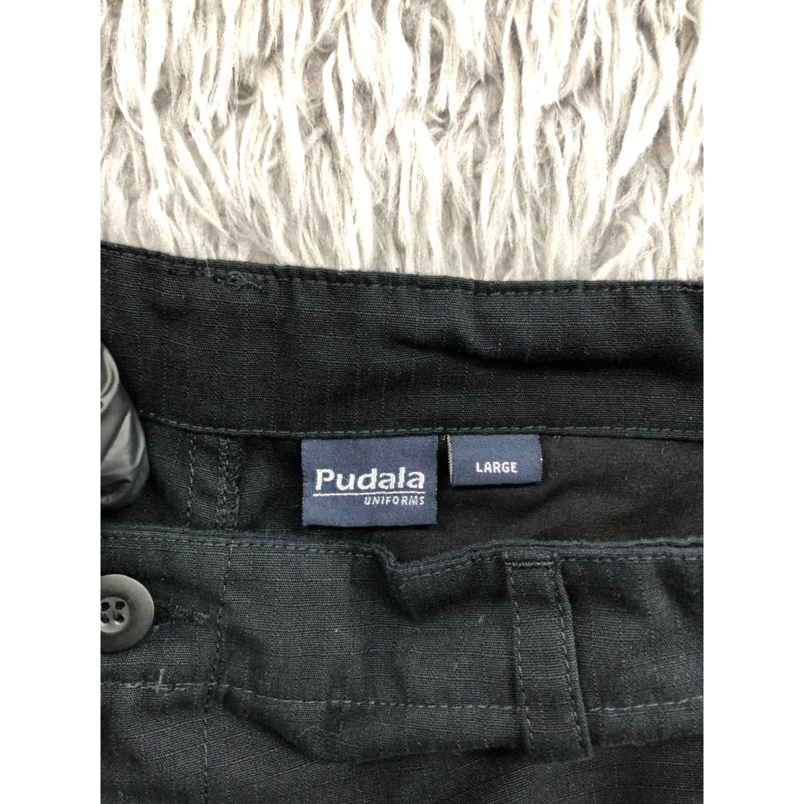 Vintage Pudala Cargo Shorts Mens Large Regular Mid Rise Dark Wash Black Cotton Blend 5-Pocket Cargo Style Logo Belt Loops Inseam 10 in Size US 33 - 8 Thumbnail