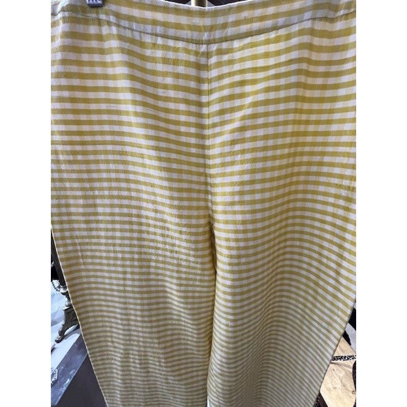 Isaac Mizrahi Vintage Isaac Mizrahi Yellow and White Silk Cropped Pants Size 30" / US 8 / IT 44 - 2 Thumbnail