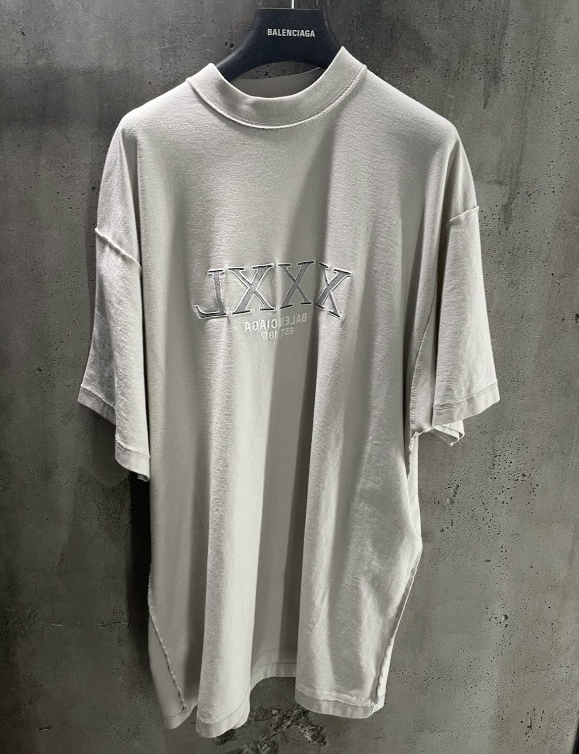 image of Balenciaga Winter22 Oversized Inside Out Xxxl T-Shirt in Ecru, Men's (Size Large)