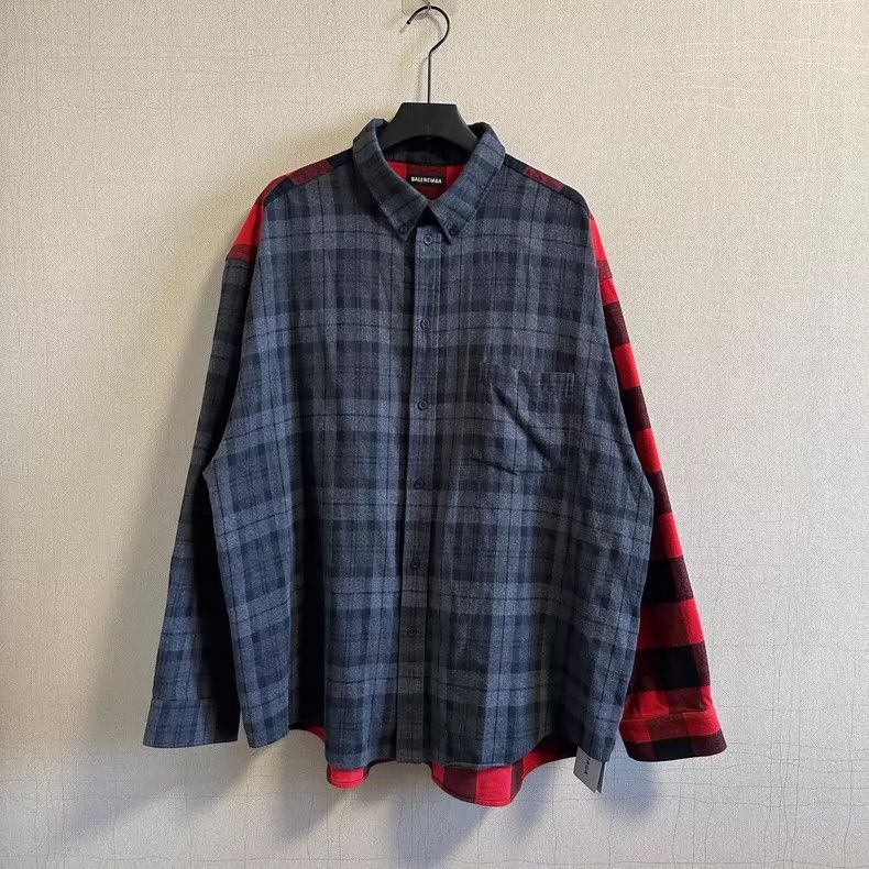 Balenciaga Balenciaga SS21 Black and Red Plaid Patchwork Embroidered l Size US XS / EU 42 / 0 - 1 Thumbnail