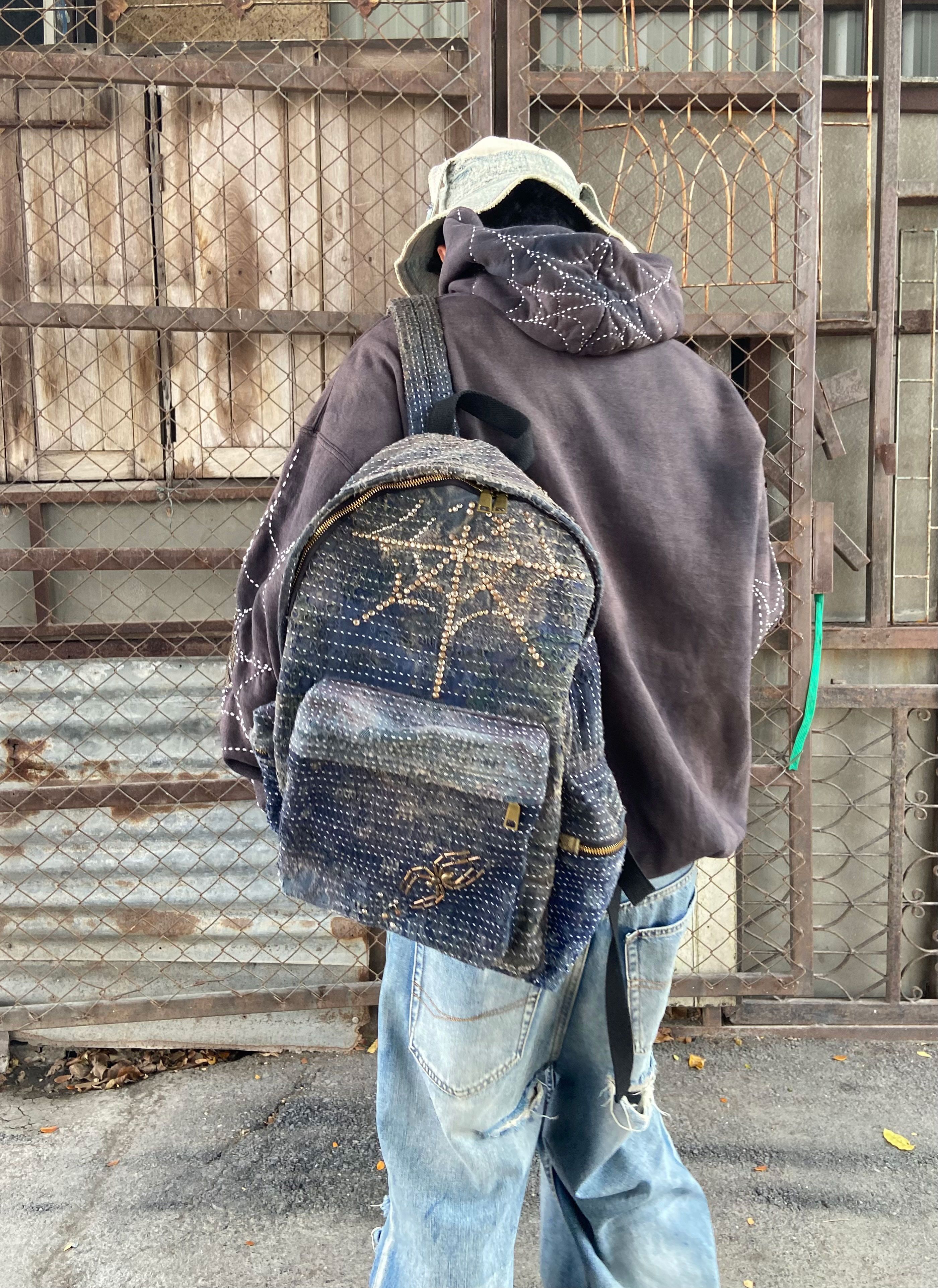 Japanese Brand BORO SASHIKO Studded Spider Web Backpack 🕷️🕸️ Size ONE SIZE - 12 Thumbnail