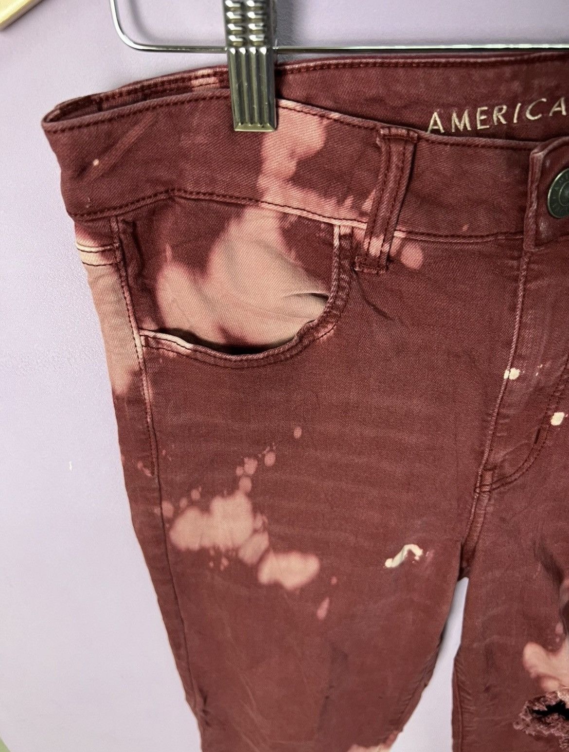 American Eagle Outfitters 🔥Rare Tie Dye American Eagle Stretchable Distressed Denim Size US 31 - 8 Thumbnail