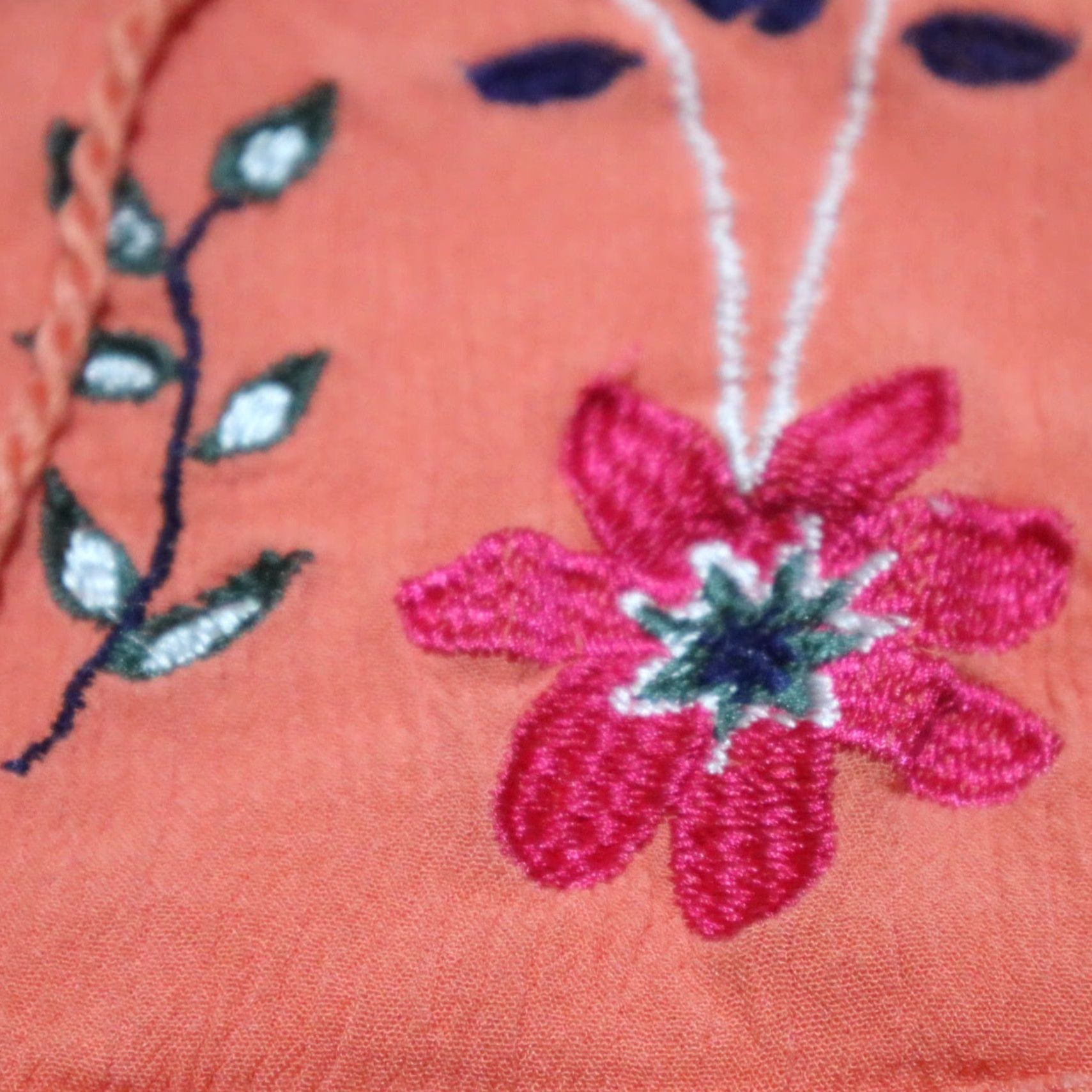 Vintage New Directions Shirt Adult XL Orange Floral 3/4 Sleeve Sequin Womens Size XL / US 12-14 / IT 48-50 - 3 Thumbnail