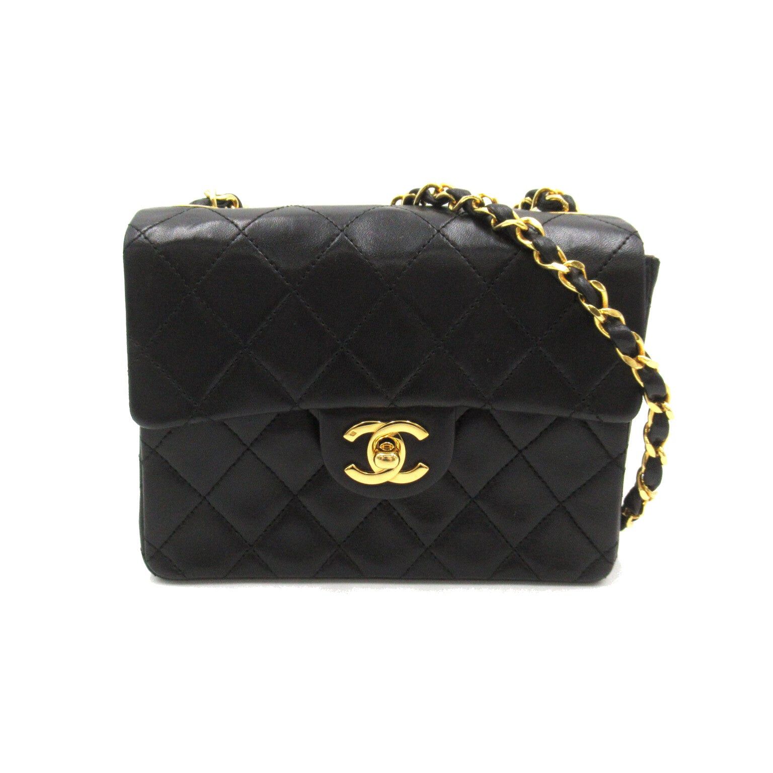 Chanel Chanel Mini Matelasse Chain Shoulder Bag Lambskin (Sheepskin) Black Gold Hardware Size ONE SIZE - 1 Thumbnail
