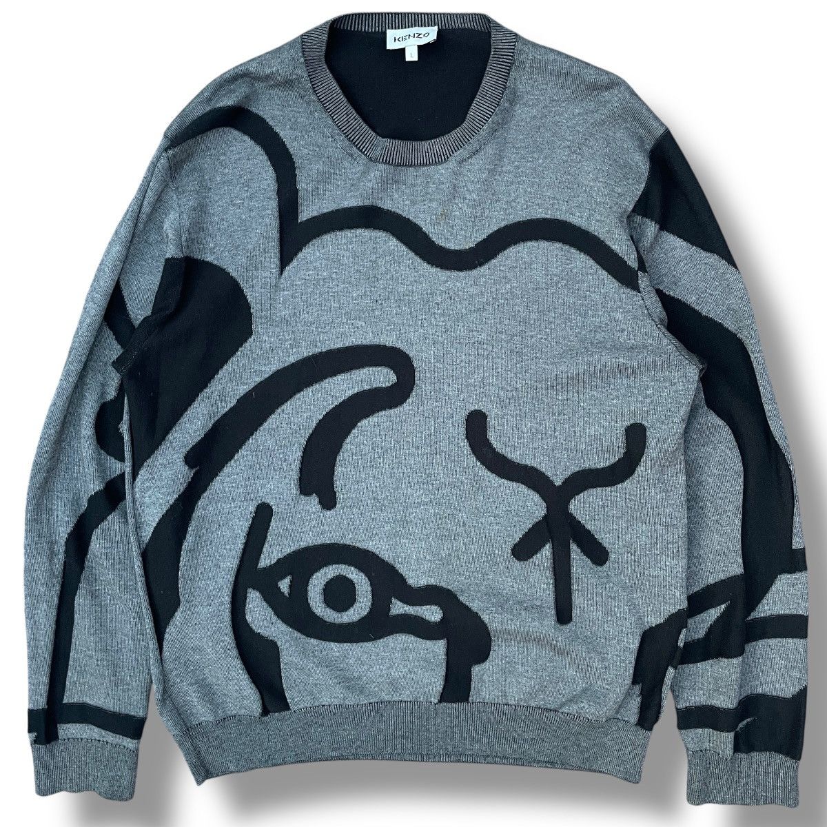 Kenzo KENZO Abstract Anthracite K-Tiger Head Knitted Sweater Size US L / EU 52-54 / 3 - 3 Thumbnail