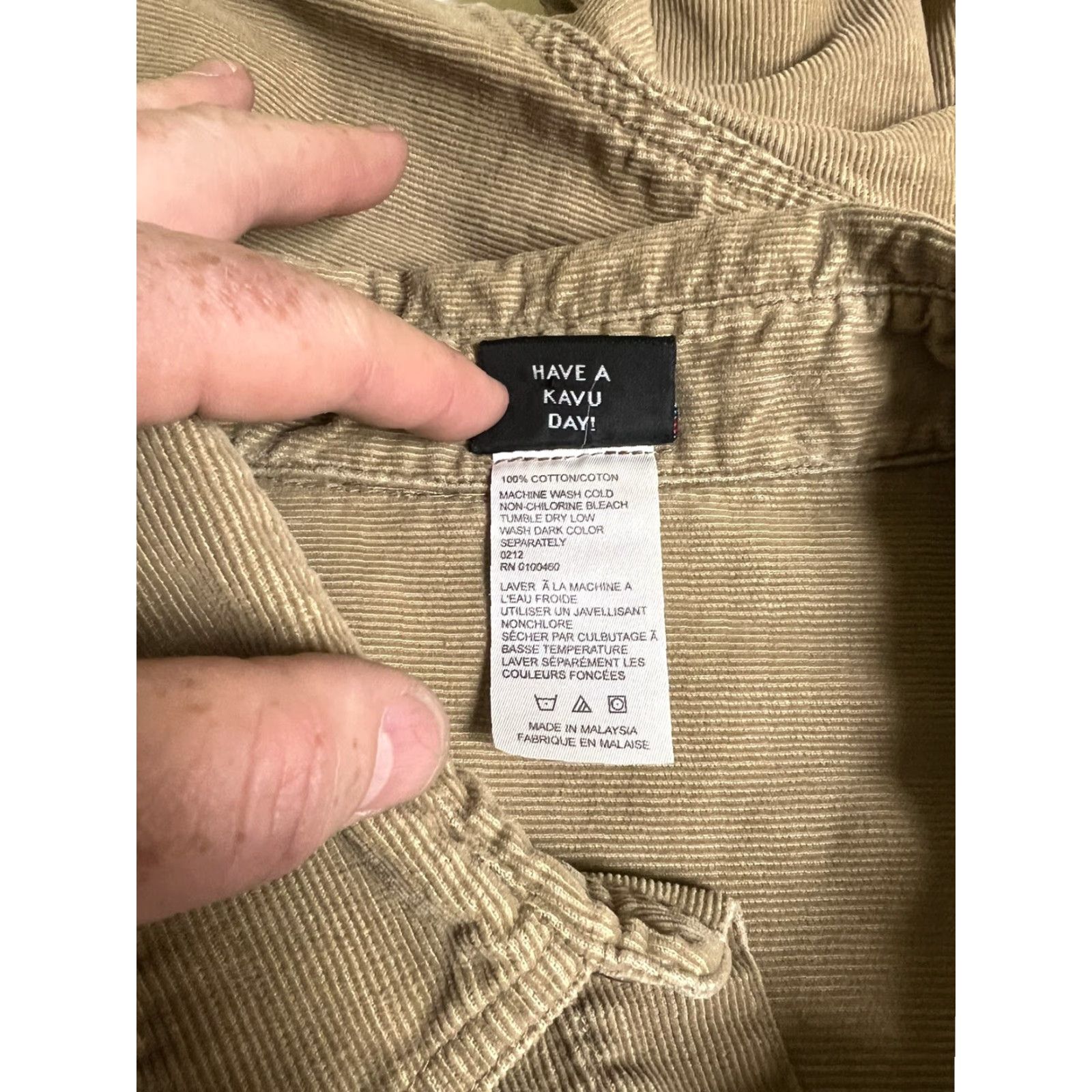 KAVU KAVU Mens Corduroy Button-Up Shirt XL Long Sleeve Tan Brown Casual Surf Skate Classic Size US XL / EU 56 / 4 - 3 Thumbnail