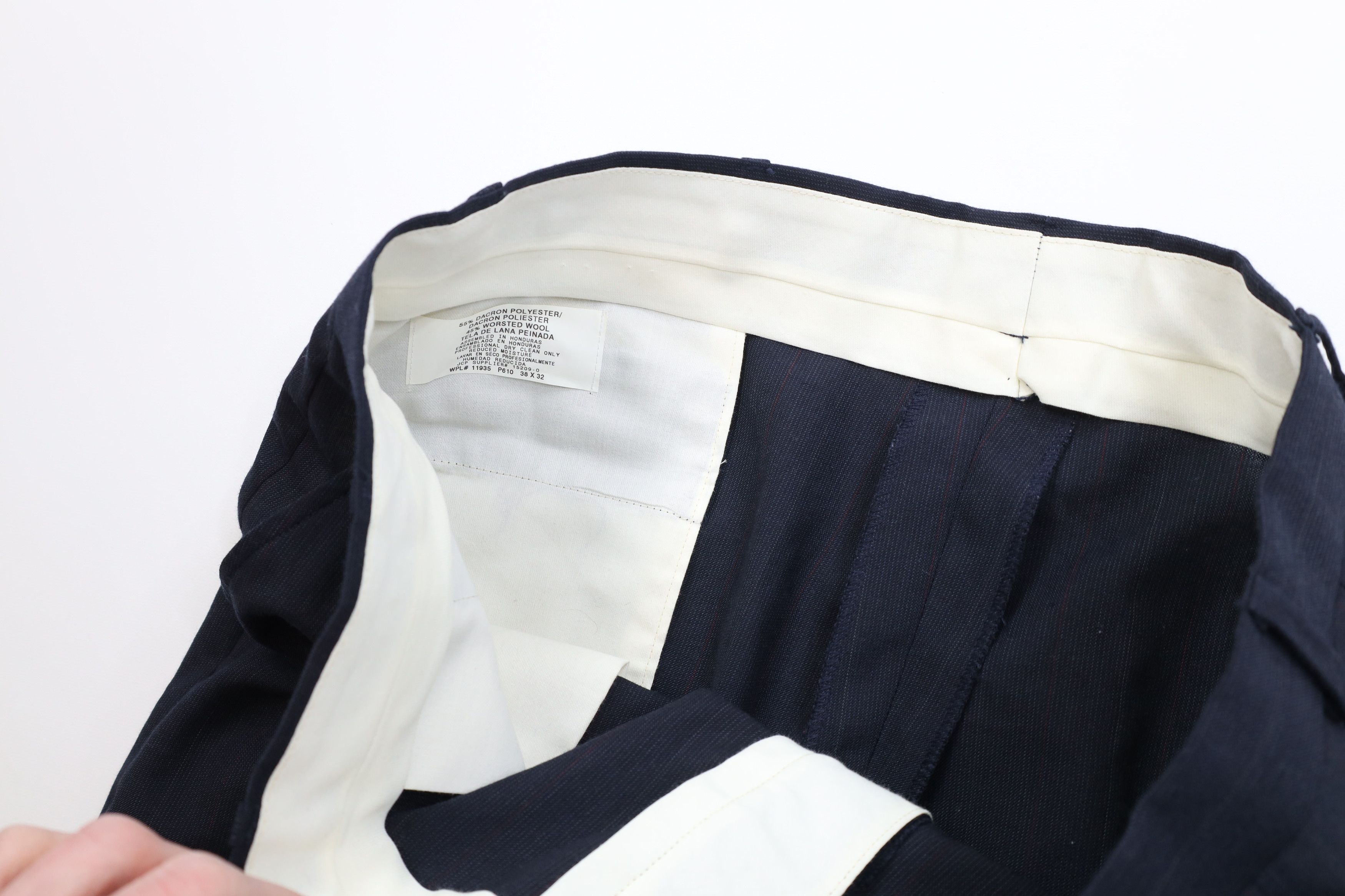 Vintage Vintage 90s Worsted Wool Blend Striped Wide Leg Chino Pants Size US 38 / EU 54 - 8 Thumbnail